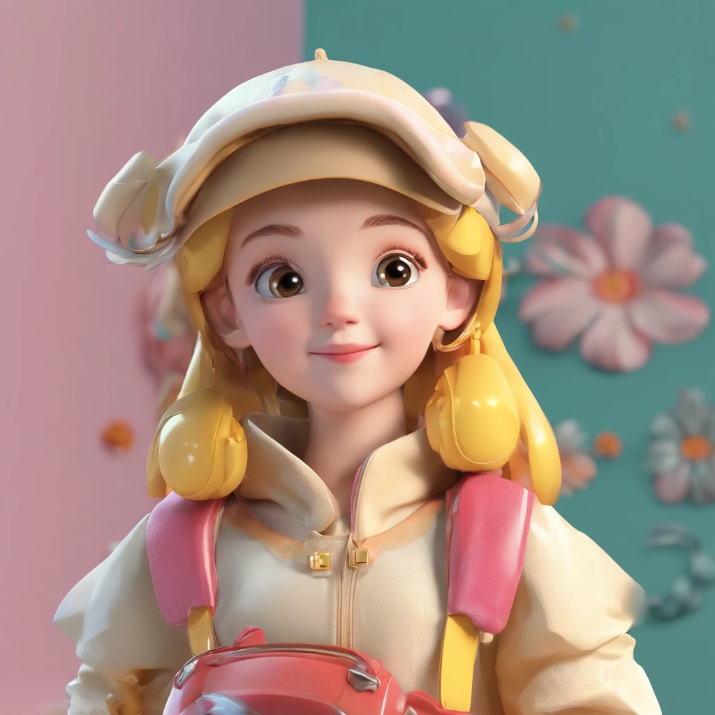 Children's guide IP, Bright eyes, balmy,friendliness,She's clothing, a blind box toy, Glossy and delicate,Clean background, Good gloss, a 3D render,Best quality,full bodyesbian