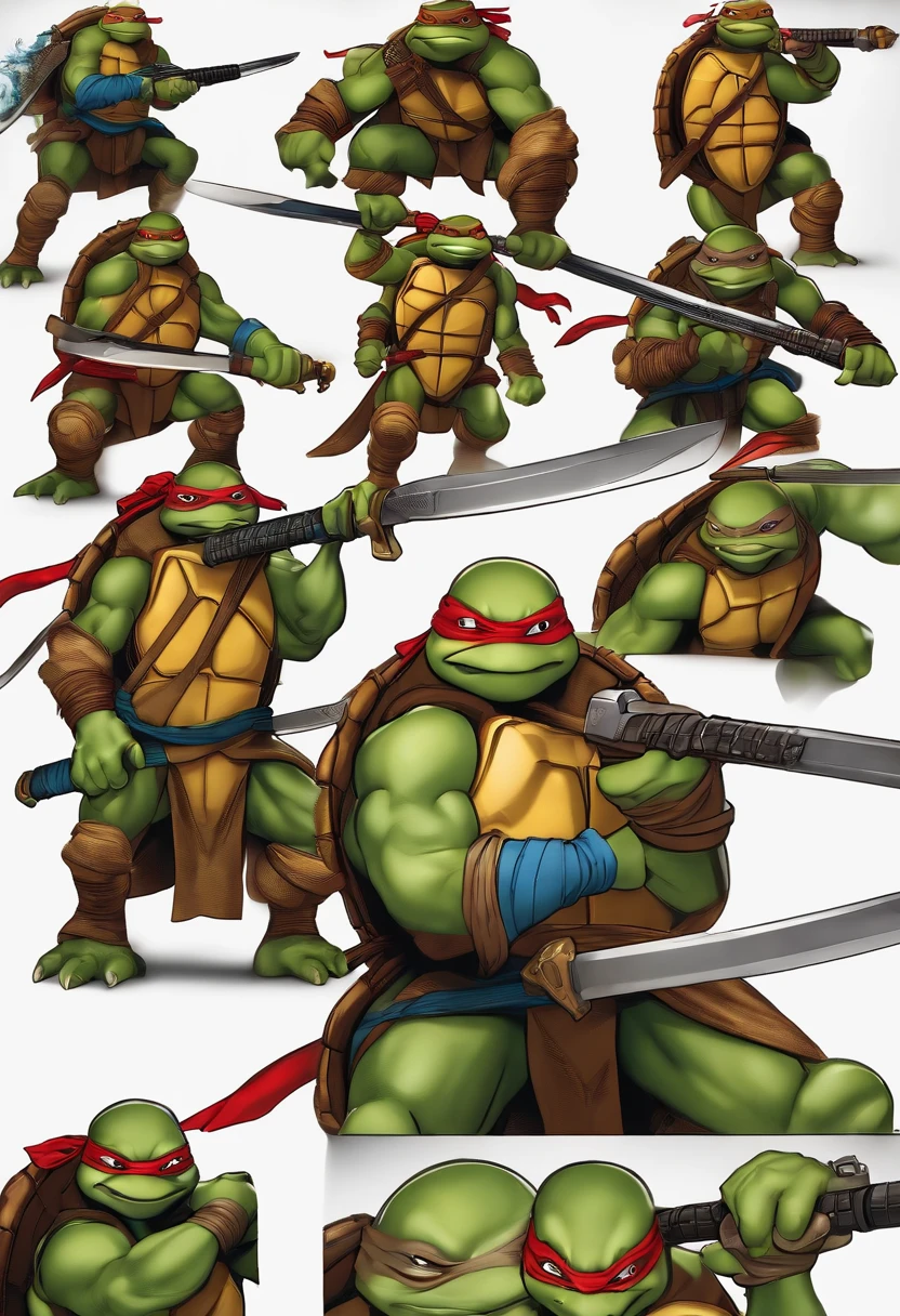 ninja turtles,extreme hight detail,very high res,Four Teenage Mutant Ninja Turtles,Different looks,Different weapons