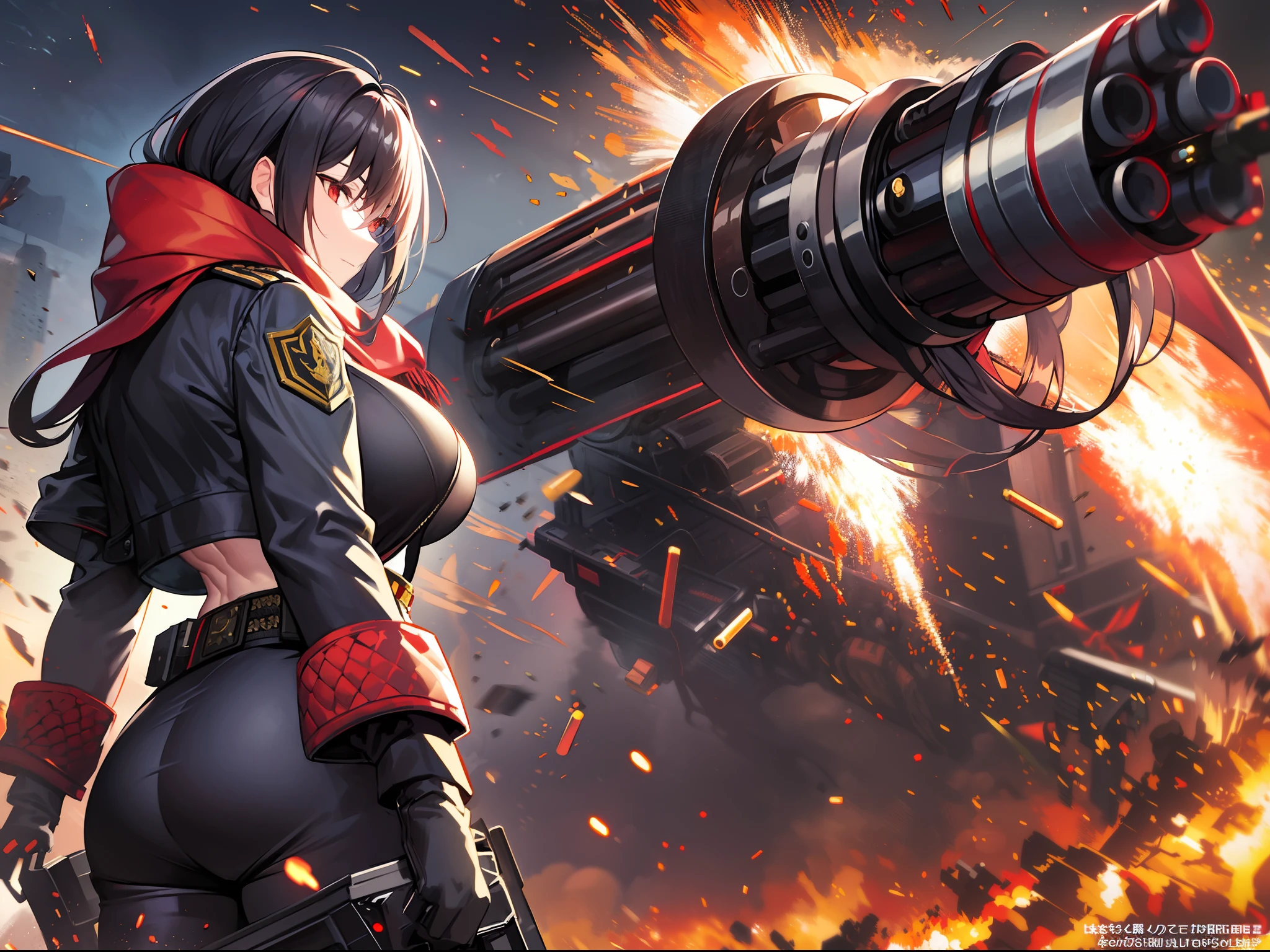 Outrageous resolution、masterpiece++、top-quality++、ultra-definition++、ultra-definition++、4k++、8k++、from side、(Background Focus)++、(((1)))+++、Sexily dressed woman wearing black jacket and red scarf with ammunition belt and Gatling gun on battlefield with explosions and sparks that destroy cities1Cast a man's muscular big breasts military spell、On a battlefield with explosions and sparks, he wore a black jacket and red scarf with an ammunition belt and a Gatling gun1Man muscular big breasts soldier rune、On a battlefield with explosions and sparks, he wore a black jacket and red scarf with an ammunition belt and a Gatling gun1The magic of a muscular big breasts soldier、On a battlefield with explosions and sparks flying overhead, wearing a black jacket and red scarf with an ammunition belt and Gatling gun1Muscular big breasts soldier、On a battlefield with explosions and sparks, he wore a black jacket and red scarf with an ammunition belt and a Gatling gun1Muscular Big Military Sorcerer、On a battlefield with explosions and sparks, he wore a black jacket and red scarf with an ammunition belt and a Gatling gun1Muscular big breasts military goddess、detailed fantasy art、fantasy art style、Break wearing a black jacket and red scarf with ammo belt and Gatling gun on a battlefield with beautiful ancient explosions and sparks1Muscular Colossal Soldier Witch、On a battlefield with explosions and sparks, he wore a black jacket and red scarf with an ammunition belt and a Gatling gun1Man Muscular Big Military Colossal Queen、Fantasy Art Behans、Wearing a black jacket and red muffler with an ammunition belt and Gatling gun on a battlefield with beautiful explosions and sparks1Muscular Big Military Magician、Wearing a black jacket and red muffler with an ammunition belt and Gatling gun on a battlefield with beautiful explosions and sparks1Muscular Big Military Magician、Wearing a black jacket and red muffler with an ammunition belt and Gatling gun on a battlefield with shiny floating explos