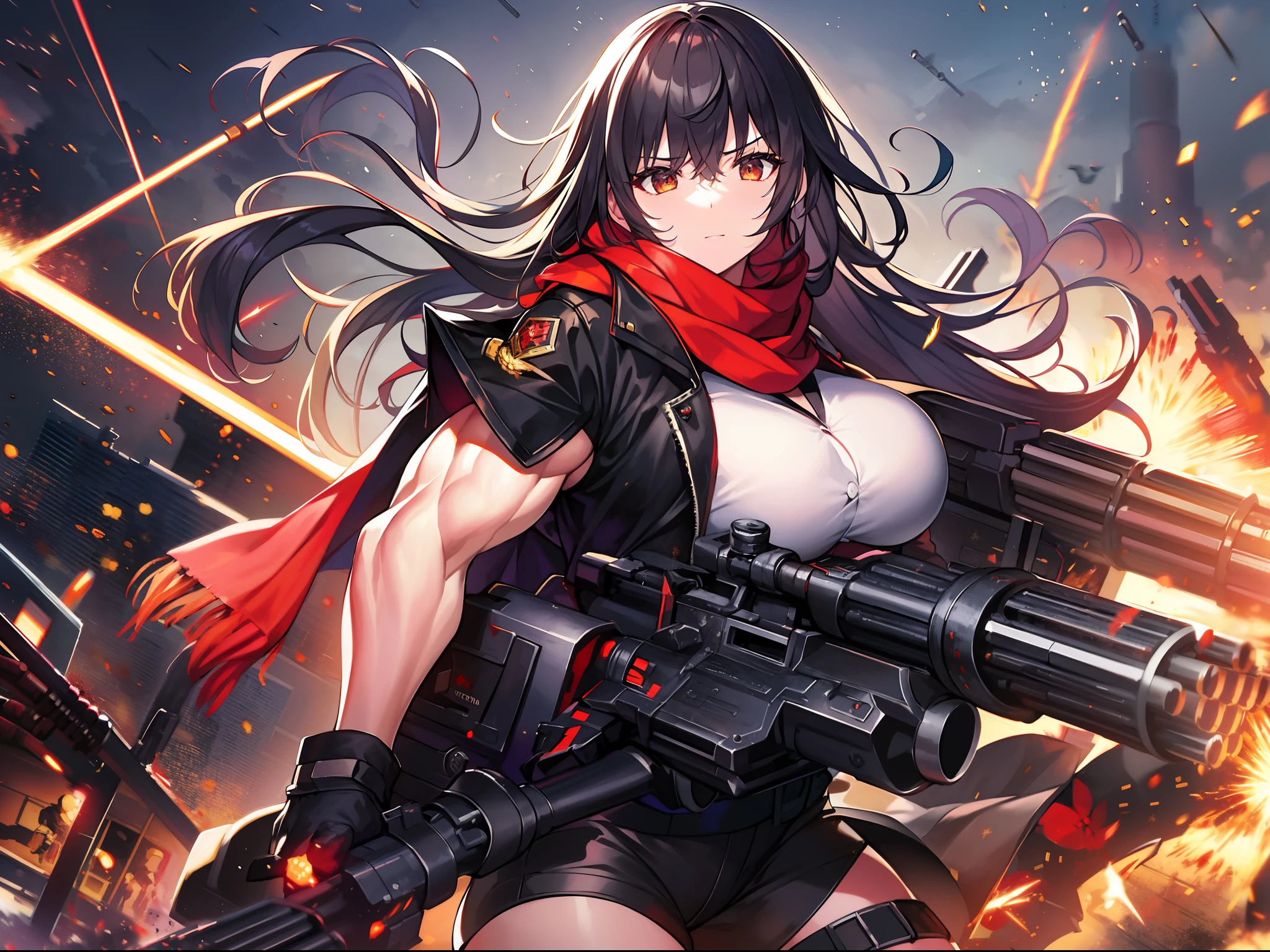 Outrageous resolution、masterpiece++、top-quality++、ultra-definition++、ultra-definition++、4k++、8k++、from side、(Background Focus)++、(((1)))+++、Sexily dressed woman wearing black jacket and red scarf with ammunition belt and Gatling gun on battlefield with explosions and sparks that destroy cities1Cast a man's muscular big breasts military spell、On a battlefield with explosions and sparks, he wore a black jacket and red scarf with an ammunition belt and a Gatling gun1Man muscular big breasts soldier rune、On a battlefield with explosions and sparks, he wore a black jacket and red scarf with an ammunition belt and a Gatling gun1The magic of a muscular big breasts soldier、On a battlefield with explosions and sparks flying overhead, wearing a black jacket and red scarf with an ammunition belt and Gatling gun1Muscular big breasts soldier、On a battlefield with explosions and sparks, he wore a black jacket and red scarf with an ammunition belt and a Gatling gun1Muscular Big Military Sorcerer、On a battlefield with explosions and sparks, he wore a black jacket and red scarf with an ammunition belt and a Gatling gun1Muscular big breasts military goddess、detailed fantasy art、fantasy art style、Break wearing a black jacket and red scarf with ammo belt and Gatling gun on a battlefield with beautiful ancient explosions and sparks1Muscular Colossal Soldier Witch、On a battlefield with explosions and sparks, he wore a black jacket and red scarf with an ammunition belt and a Gatling gun1Man Muscular Big Military Colossal Queen、Fantasy Art Behans、Wearing a black jacket and red muffler with an ammunition belt and Gatling gun on a battlefield with beautiful explosions and sparks1Muscular Big Military Magician、Wearing a black jacket and red muffler with an ammunition belt and Gatling gun on a battlefield with beautiful explosions and sparks1Muscular Big Military Magician、Wearing a black jacket and red muffler with an ammunition belt and Gatling gun on a battlefield with shiny floating explos
