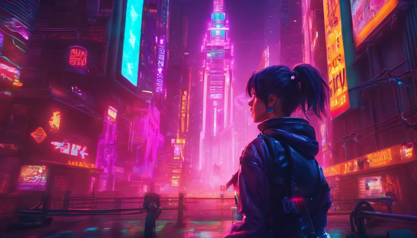 IU girl in cyberpunk city
