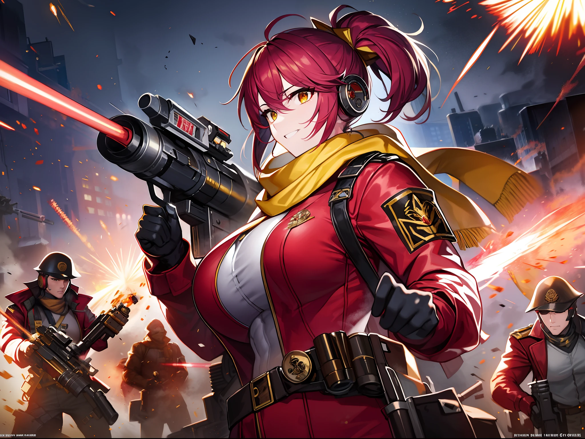 Outrageous resolution、masterpiece++、top-quality++、ultra-definition++、ultra-definition++、4k++、8k++、from side、(Background Focus)++、(((1)))+++、Sexy dressed woman wearing red jacket and yellow scarf holding ammunition belt and Gatling gun on battlefield with explosions and sparks that destroy cities1Cast a man's muscular big breasts military spell、Wearing a red jacket and yellow muffler with an ammunition belt and Gatling gun on a battlefield with explosions and sparks1Man muscular big breasts soldier rune、Wearing a red jacket and yellow muffler with an ammunition belt and Gatling gun on a battlefield with explosions and sparks1The magic of a muscular big breasts soldier、Wearing a red jacket and yellow scarf with an ammunition belt and Gatling gun on a battlefield with explosions and sparks flying above1Muscular big breasts soldier、Wearing a red jacket and yellow muffler with an ammunition belt and Gatling gun on a battlefield with explosions and sparks1Muscular Big Military Sorcerer、Wearing a red jacket and yellow muffler with an ammunition belt and Gatling gun on a battlefield with explosions and sparks1Muscular big breasts military goddess、detailed fantasy art、fantasy art style、Break wearing a red jacket and yellow scarf with ammunition belt and Gatling gun on a battlefield with beautiful ancient explosions and sparks1Muscular Colossal Soldier Witch、Wearing a red jacket and yellow muffler with an ammunition belt and Gatling gun on a battlefield with explosions and sparks1Man Muscular Big Military Colossal Queen、Fantasy Art Behans、Wearing a red jacket and yellow scarf with an ammunition belt and Gatling gun on a battlefield with beautiful explosions and sparks1Muscular Big Military Magician、Wearing a red jacket and yellow scarf with an ammunition belt and Gatling gun on a battlefield with beautiful explosions and sparks1Muscular Big Military Magician、Wearing a red jacket and yellow muffler with an ammunition belt and Gatling gun on a battlefield with shiny floating e