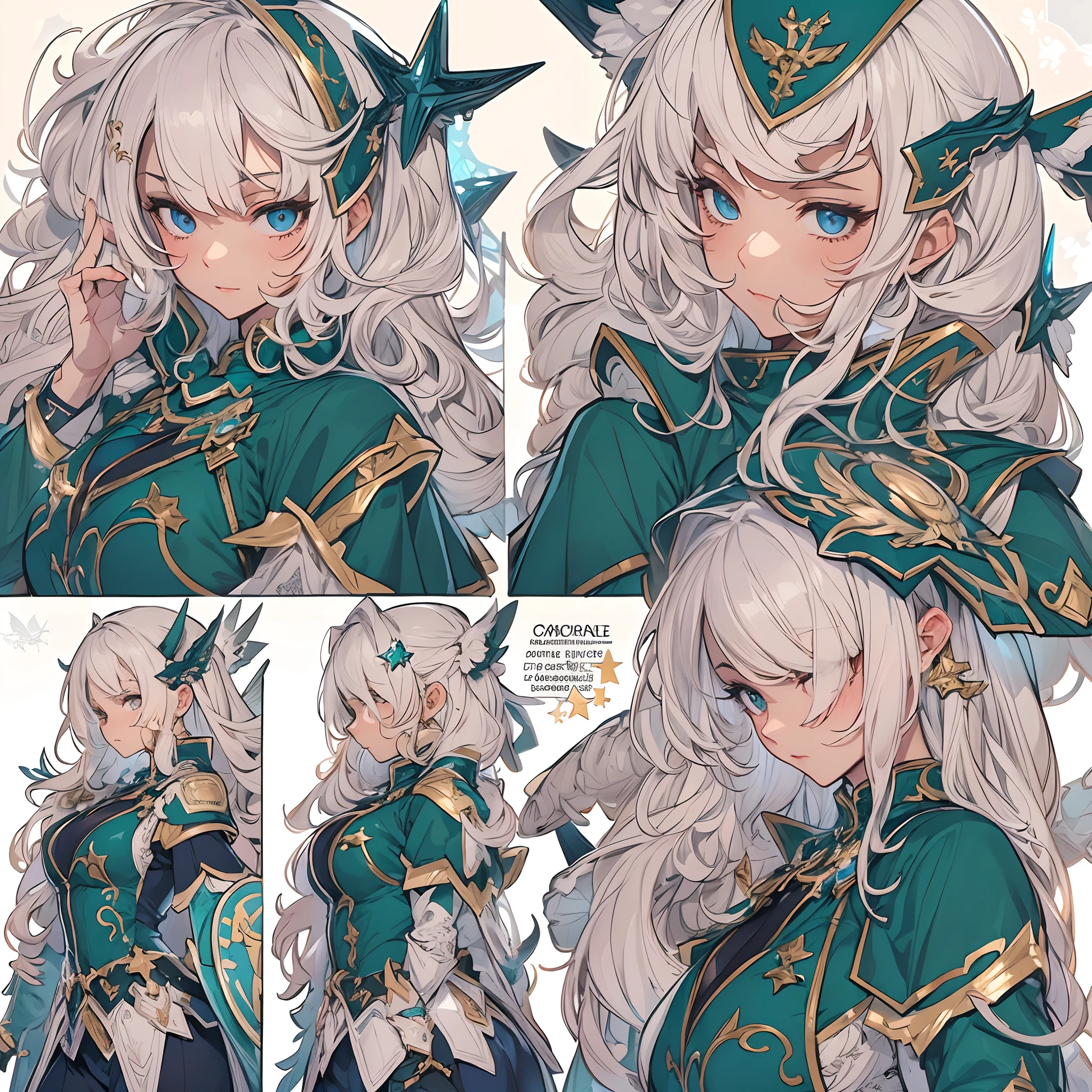 ((Masterpiece, Highest quality)), Detailed face, CharacterDesignSheet, full bodyesbian, Full of details, Multiple poses and expressions, Highly detailed, Depth, Many parts,Beautiful paladin girl,Navy,estilo fantasia,Holding a shield,Extremely beautiful,High Balance, Natural light, Lace,lacepantyhose,starrysky,Star decoration
