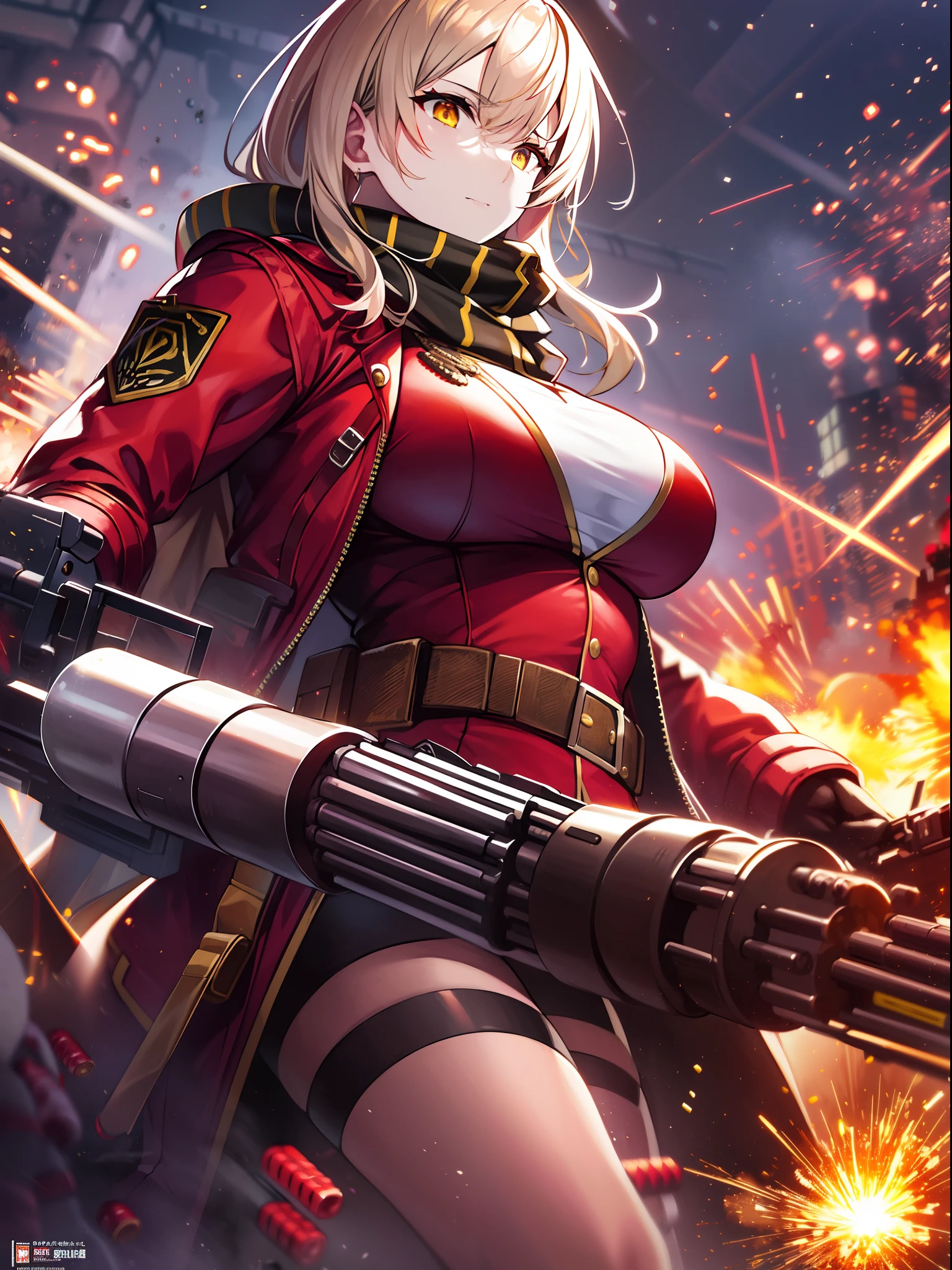 Outrageous resolution、masterpiece++、top-quality++、ultra-definition++、ultra-definition++、4k++、8k++、from side、(Background Focus)++、(((1)))+++、Sexy dressed woman wearing red jacket and yellow scarf holding ammunition belt and Gatling gun on battlefield with explosions and sparks that destroy cities1Cast a man's muscular big breasts military spell、Wearing a red jacket and yellow muffler with an ammunition belt and Gatling gun on a battlefield with explosions and sparks1Man muscular big breasts soldier rune、Wearing a red jacket and yellow muffler with an ammunition belt and Gatling gun on a battlefield with explosions and sparks1The magic of a muscular big breasts soldier、Wearing a red jacket and yellow scarf with an ammunition belt and Gatling gun on a battlefield with explosions and sparks flying above1Muscular big breasts soldier、Wearing a red jacket and yellow muffler with an ammunition belt and Gatling gun on a battlefield with explosions and sparks1Muscular Big Military Sorcerer、Wearing a red jacket and yellow muffler with an ammunition belt and Gatling gun on a battlefield with explosions and sparks1Muscular big breasts military goddess、detailed fantasy art、fantasy art style、Break wearing a red jacket and yellow scarf with ammunition belt and Gatling gun on a battlefield with beautiful ancient explosions and sparks1Muscular Colossal Soldier Witch、Wearing a red jacket and yellow muffler with an ammunition belt and Gatling gun on a battlefield with explosions and sparks1Man Muscular Big Military Colossal Queen、Fantasy Art Behans、Wearing a red jacket and yellow scarf with an ammunition belt and Gatling gun on a battlefield with beautiful explosions and sparks1Muscular Big Military Magician、Wearing a red jacket and yellow scarf with an ammunition belt and Gatling gun on a battlefield with beautiful explosions and sparks1Muscular Big Military Magician、Wearing a red jacket and yellow muffler with an ammunition belt and Gatling gun on a battlefield with shiny floating e