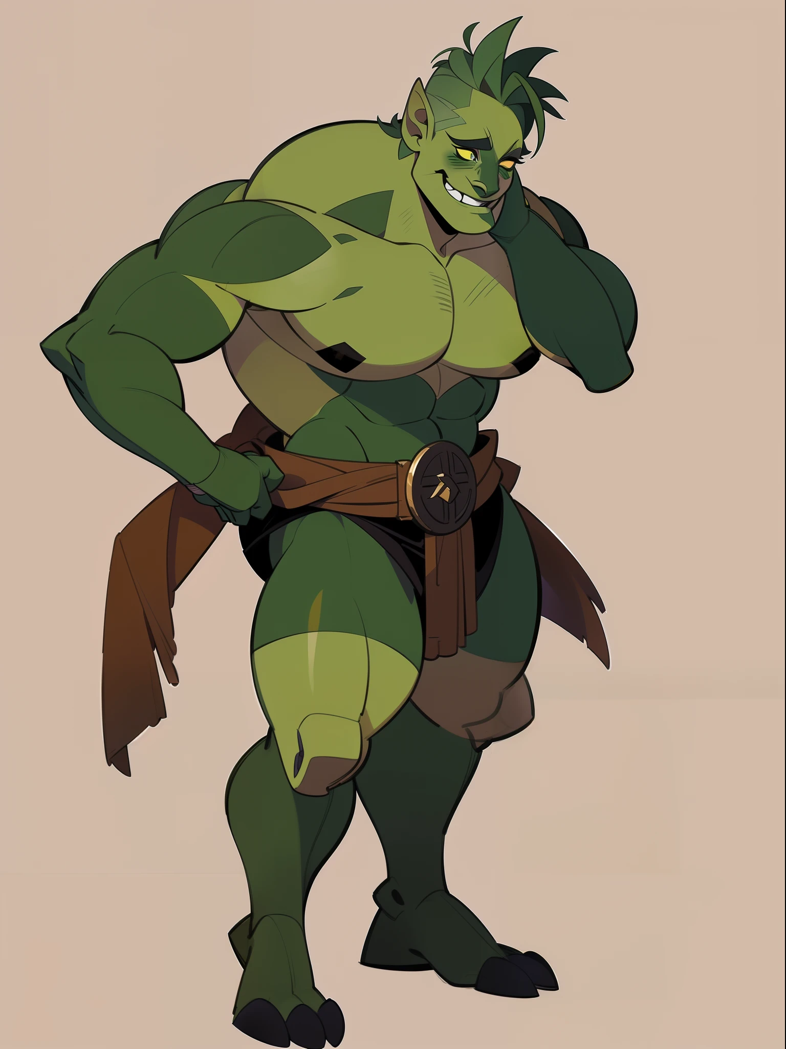 character concept adopt, (male) cute troll, green skin , fullbody ((Dwarf, short stature)), muscle