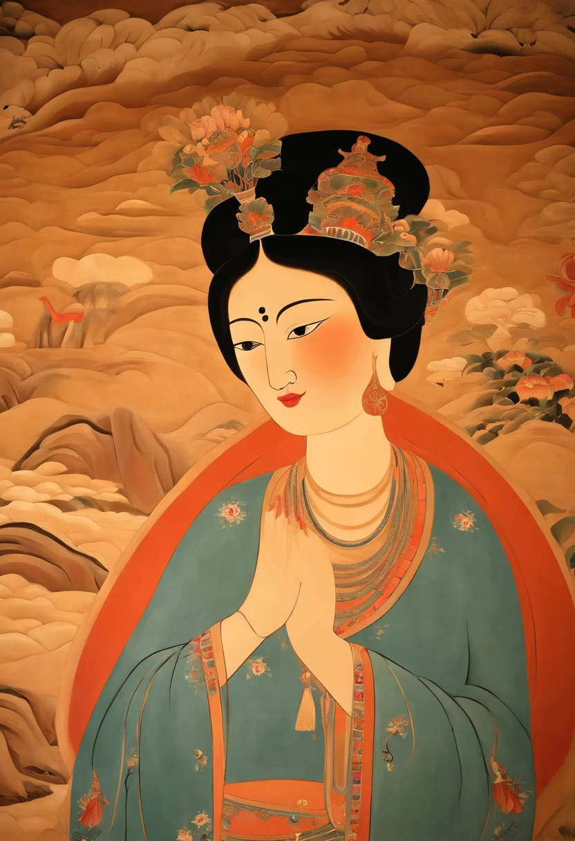 Dunhuang Mogao Cave mural,Modern woman