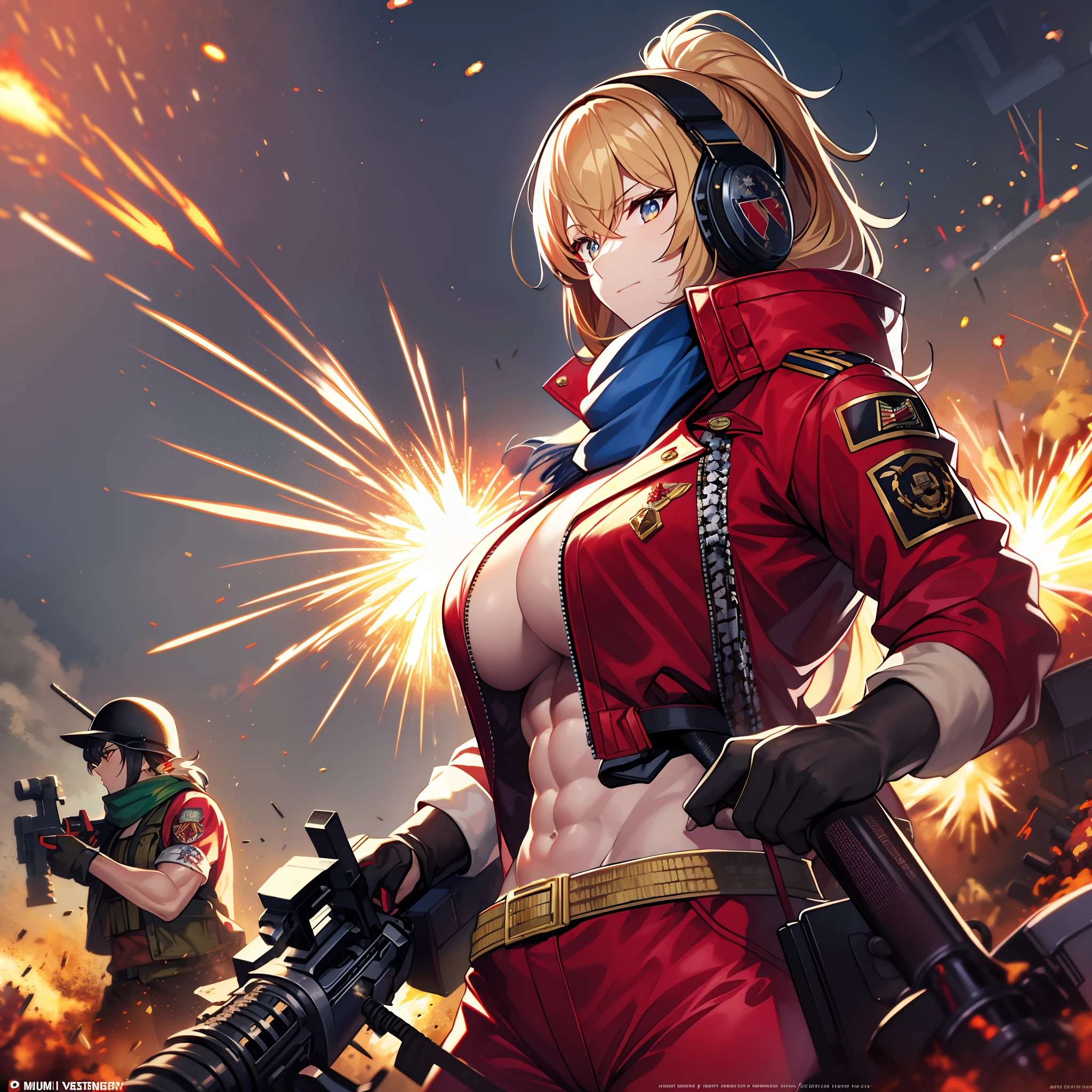 Outrageous resolution、masterpiece++、top-quality++、ultra-definition++、ultra-definition++、4k++、8k++、from side、(Background Focus)++、(((1)))+++、Sexy dressed woman wearing red jacket and yellow scarf holding ammunition belt and Gatling gun on battlefield with explosions and sparks that destroy cities1Cast a man's muscular big breasts military spell、Wearing a red jacket and yellow muffler with an ammunition belt and Gatling gun on a battlefield with explosions and sparks1Man muscular big breasts soldier rune、Wearing a red jacket and yellow muffler with an ammunition belt and Gatling gun on a battlefield with explosions and sparks1The magic of a muscular big breasts soldier、Wearing a red jacket and yellow scarf with an ammunition belt and Gatling gun on a battlefield with explosions and sparks flying above1Muscular big breasts soldier、Wearing a red jacket and yellow muffler with an ammunition belt and Gatling gun on a battlefield with explosions and sparks1Muscular Big Military Sorcerer、Wearing a red jacket and yellow muffler with an ammunition belt and Gatling gun on a battlefield with explosions and sparks1Muscular big breasts military goddess、detailed fantasy art、fantasy art style、Break wearing a red jacket and yellow scarf with ammunition belt and Gatling gun on a battlefield with beautiful ancient explosions and sparks1Muscular Colossal Soldier Witch、Wearing a red jacket and yellow muffler with an ammunition belt and Gatling gun on a battlefield with explosions and sparks1Man Muscular Big Military Colossal Queen、Fantasy Art Behans、Wearing a red jacket and yellow scarf with an ammunition belt and Gatling gun on a battlefield with beautiful explosions and sparks1Muscular Big Military Magician、Wearing a red jacket and yellow scarf with an ammunition belt and Gatling gun on a battlefield with beautiful explosions and sparks1Muscular Big Military Magician、Wearing a red jacket and yellow muffler with an ammunition belt and Gatling gun on a battlefield with shiny floating e