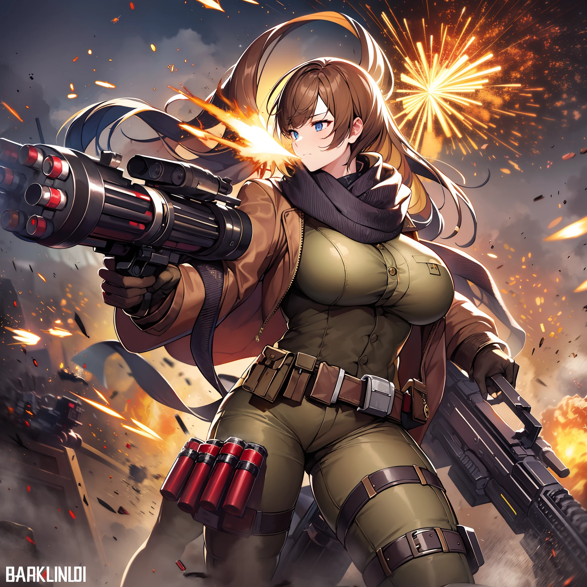 Outrageous resolution、masterpiece++、top-quality++、ultra-definition++、ultra-definition++、4k++、8k++、from side、(Background Focus)++、(((1)))+++、Sexily dressed woman wearing brown jacket and black scarf with ammunition belt and Gatling gun on battlefield with explosions and sparks that destroy cities1Cast a man's muscular big breasts military spell、Wearing a brown jacket and black scarf with an ammunition belt and Gatling gun on a battlefield with explosions and sparks1Man muscular big breasts soldier rune、Wearing a brown jacket and black scarf with an ammunition belt and Gatling gun on a battlefield with explosions and sparks1The magic of a muscular big breasts soldier、On a battlefield with explosions and sparks flying over, he wore a brown jacket and black scarf with an ammunition belt and a Gatling gun1Muscular big breasts soldier、Wearing a brown jacket and black scarf with an ammunition belt and Gatling gun on a battlefield with explosions and sparks1Muscular Big Military Sorcerer、Wearing a brown jacket and black scarf with an ammunition belt and Gatling gun on a battlefield with explosions and sparks1Muscular big breasts military goddess、detailed fantasy art、fantasy art style、Break wearing a brown jacket and black scarf with ammo belt and Gatling gun on a battlefield with beautiful ancient explosions and sparks1Muscular Colossal Soldier Witch、Wearing a brown jacket and black scarf with an ammunition belt and Gatling gun on a battlefield with explosions and sparks1Man Muscular Big Military Colossal Queen、Fantasy Art Behans、Wearing a brown jacket and black scarf with an ammunition belt and Gatling gun on a battlefield with beautiful explosions and sparks1Muscular Big Military Magician、Wearing a brown jacket and black scarf with an ammunition belt and Gatling gun on a battlefield with beautiful explosions and sparks1Muscular Big Military Magician、Wore a brown jacket and black scarf with ammunition belts and Gatling guns on a battlefield with shiny floating explosions