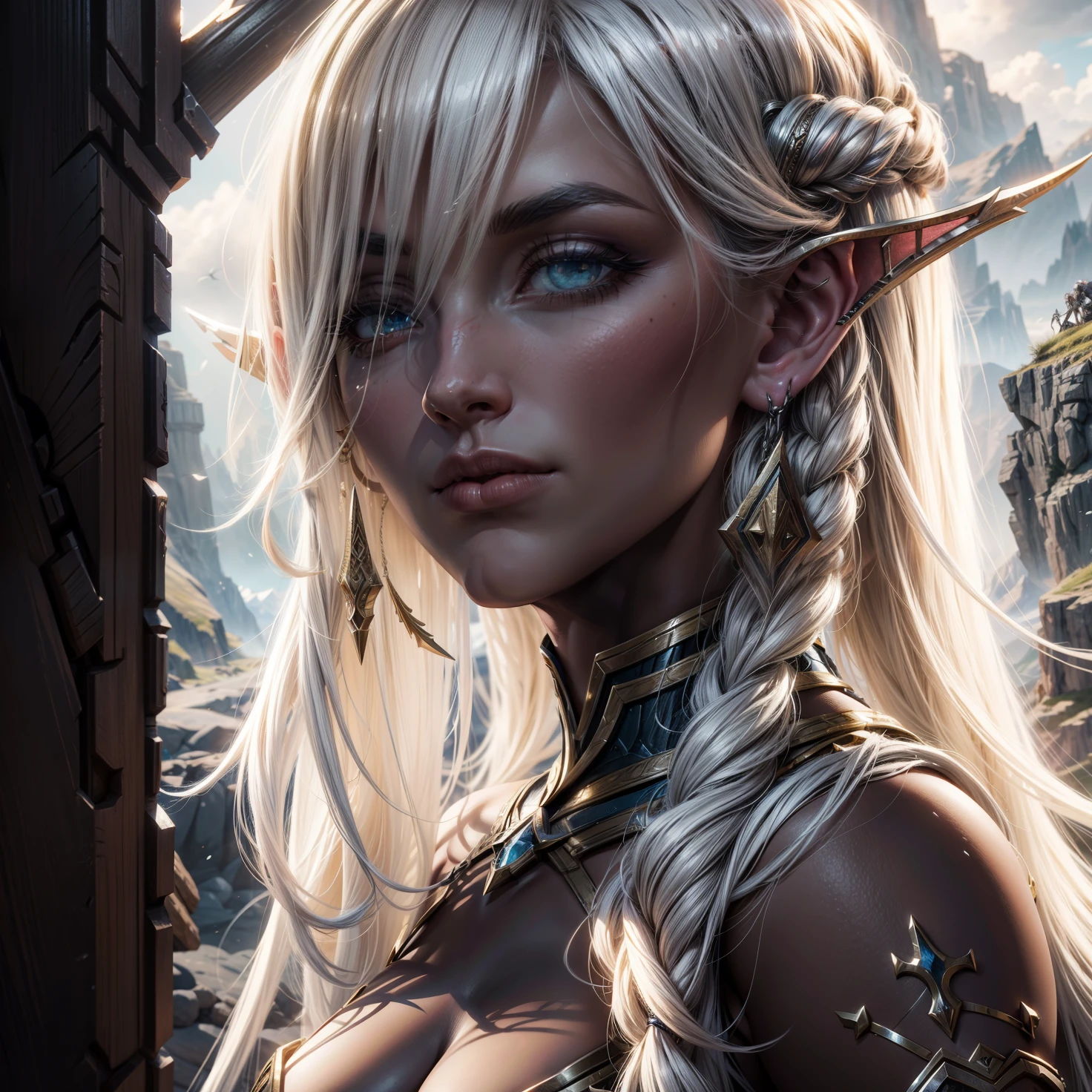 Asgard，valkyrie，Senhora Cavaleiro，Anatomia correta，epic fantasy digital art，tmasterpiece，8k，high-definition resolution，desenho detalhado，Qulidade Superior，, Epic composition, músculous body