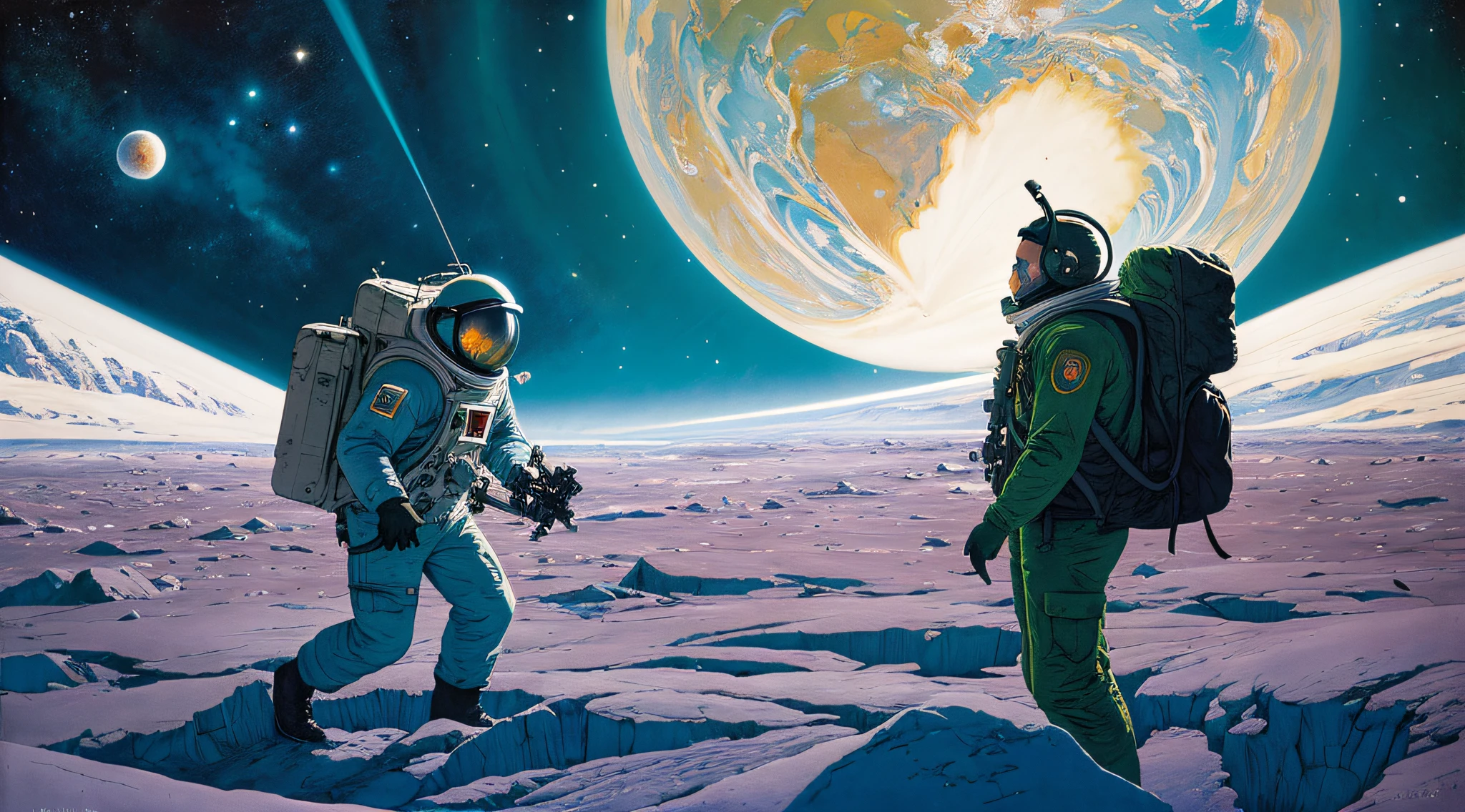 "realistic detailed image of an cosmonaut alone in the tundra in the style of Francis Bacon, Surreal, Norman Rockwell and James Jean, Greg Hildebrandt, and Mark Brooks, triadic color scheme, By Greg Rutkowski, in the style of Francis Bacon and Syd Mead and Edward Hopper and Norman Rockwell and Beksinski, open ceiling, highly detailed, painted by Francis Bacon, painted by James Gilleard, surrealism, airbrush, Ilya Kuvshinov, WLOP, Stanley Artgerm, very coherent, art by Takato Yamamoto and James Jean"
abstract dream, space, intricate, grand scale, alone, cinematic film still, insane detail, sharp focus, depth of field, realistic lighting, (realistic perspective), complex, (multiple subjects), 4k HDR,