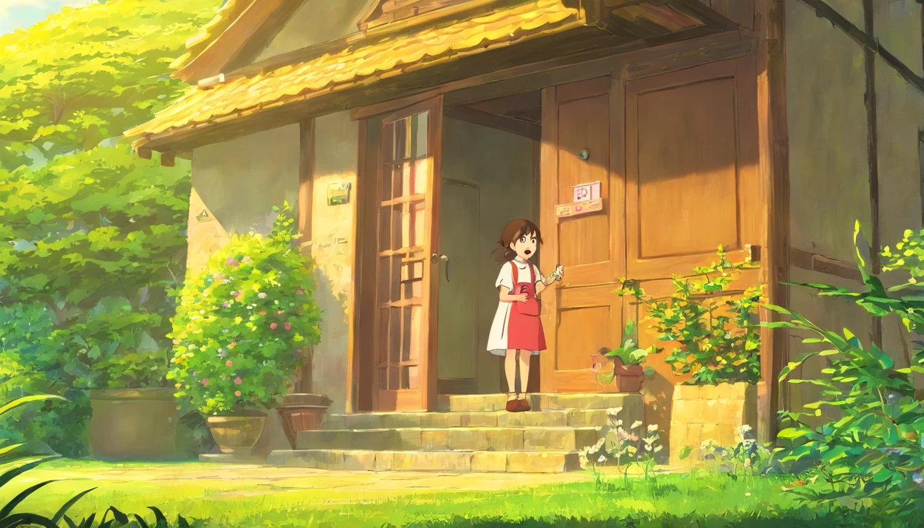[Wide shot] The next morning, as the sun rises, cousin excitedly insists that I accompany her to buy pomelos. Uncle joins in, jokingly saying, “She’s never seen a pomelo before, and it’s been forty years for me. We both have a serious case of ‘pomelo fever’!”