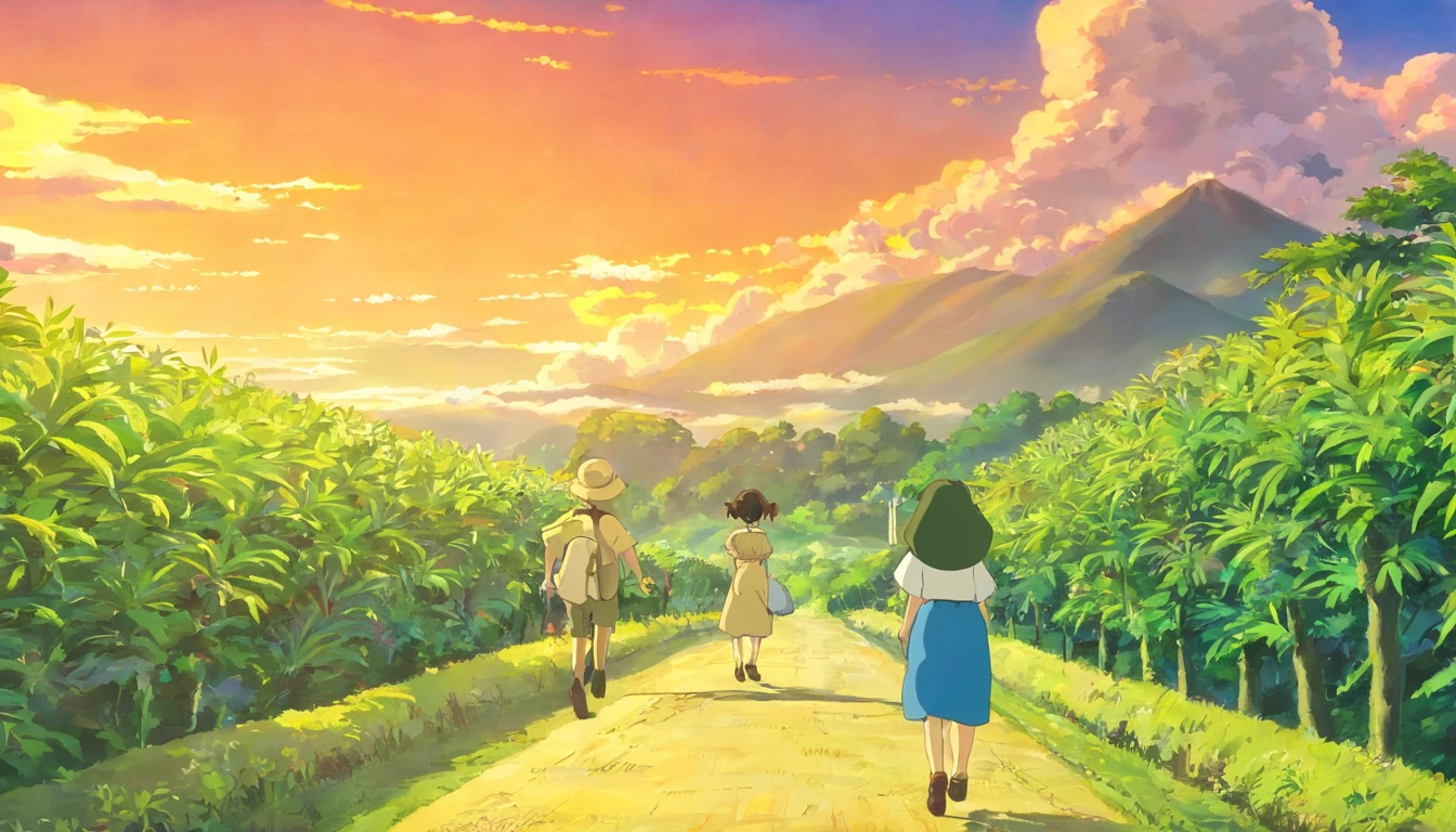 [Wide shot] The next morning, as the sun rises, cousin excitedly insists that I accompany her to buy pomelos. Uncle joins in, jokingly saying, “She’s never seen a pomelo before, and it’s been forty years for me. We both have a serious case of ‘pomelo fever’!”