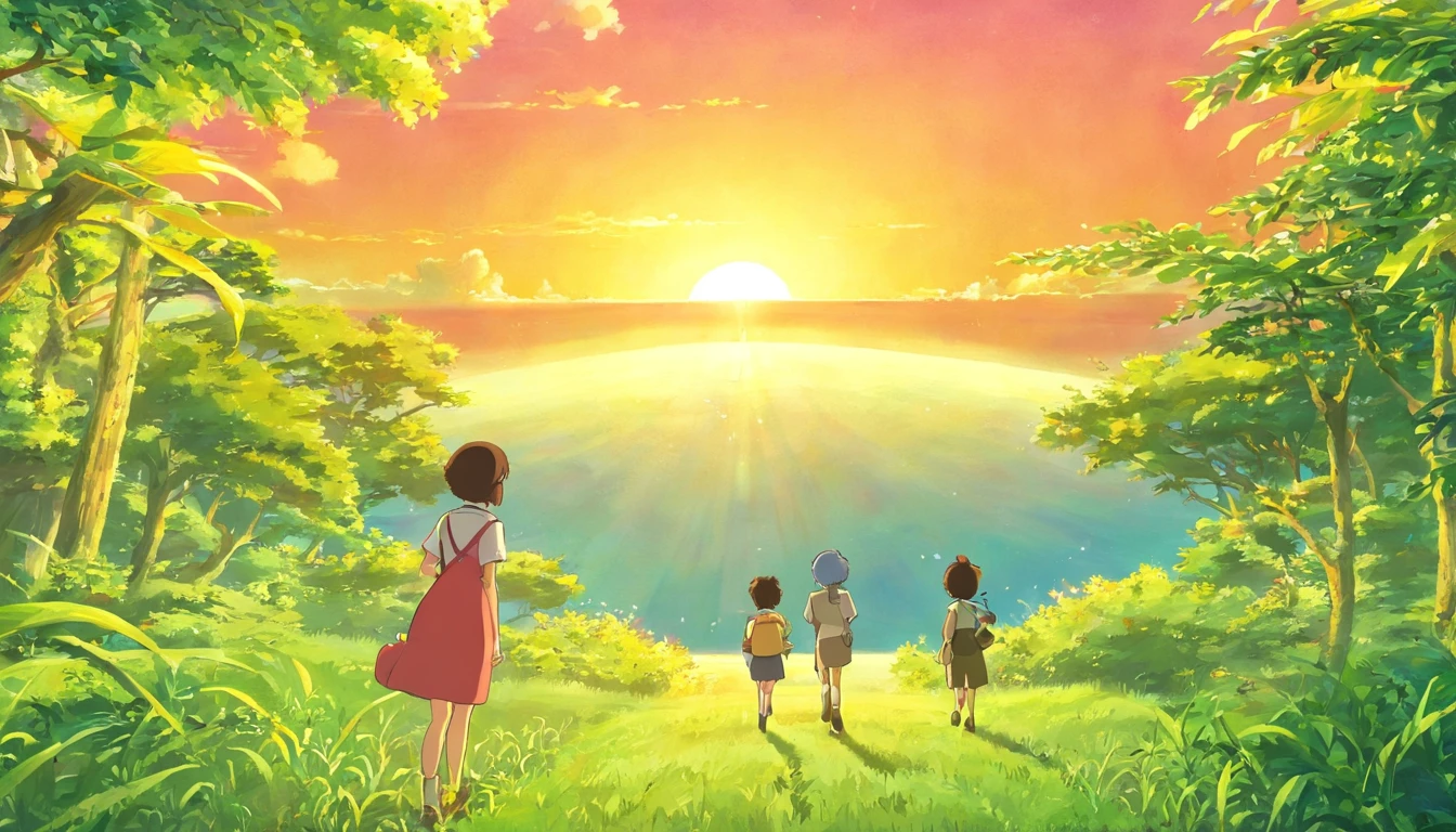 [Wide shot] The next morning, as the sun rises, cousin excitedly insists that I accompany her to buy pomelos. Uncle joins in, jokingly saying, “She’s never seen a pomelo before, and it’s been forty years for me. We both have a serious case of ‘pomelo fever’!”