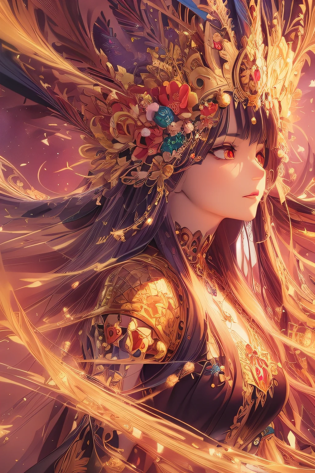 a close up of a woman with long hair wearing a crown, ((a beautiful fantasy empress)), a beautiful fantasy empress, anime fantasy illustration, detailed digital anime art, anime fantasy artwork, 8k high quality detailed art, 4k highly detailed digital art, fantasy art style, beautiful fantasy anime, 2. 5 d cgi anime fantasy artwork, beautiful digital artwork