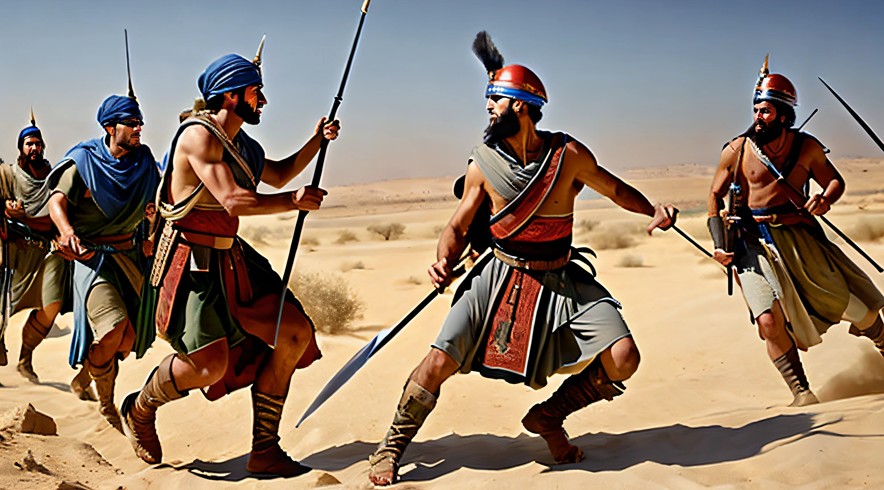 Ancient Israel、1st century、karo、Soldiers Fighting、high-level image quality、top-quality、hight resolution、