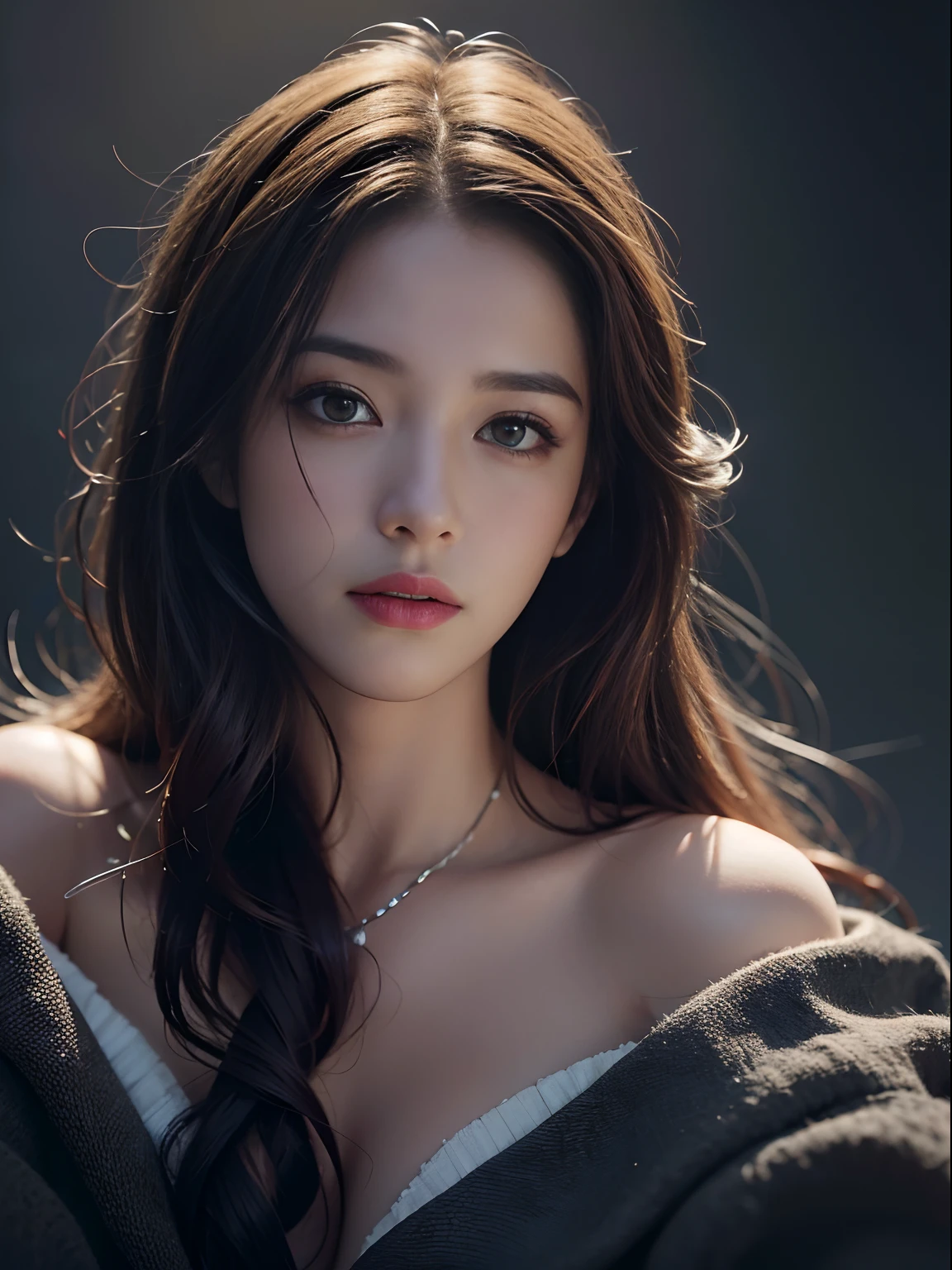 A woman with long hair and a white top posing for a picture - SeaArt AI