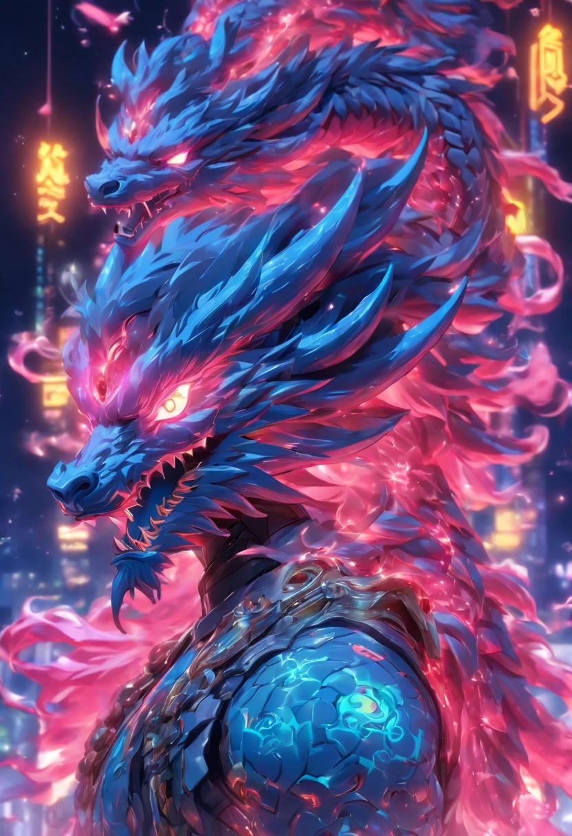 ChinesischDrache, (Blind Box Spielzeug Stil:1.2), (full-body shot) , 1 Transparent boy,Hinter ihm steht ein durchsichtiger chinesischer Drache, Transparenter Mech, Exquisiter Helm:1.2, Leuchtende Brille:1.2, Cyberpunk, Dreamy glow, leuchtende Neonlichter, sauber, white background, ( Globale Beleuchtung, Rochen-Traching, HDR, Unwirkliches Rendern,Reasonable design, Hohe Detailgenauigkeit, Meisterwerk, best quality, hyper HD, Filmische Beleuchtung),glare at viewers