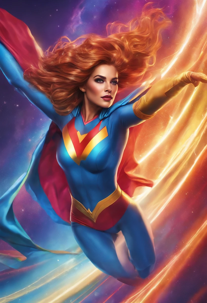 Rainbow themed superheroes, upperbody closeup, femele,The beautiful,