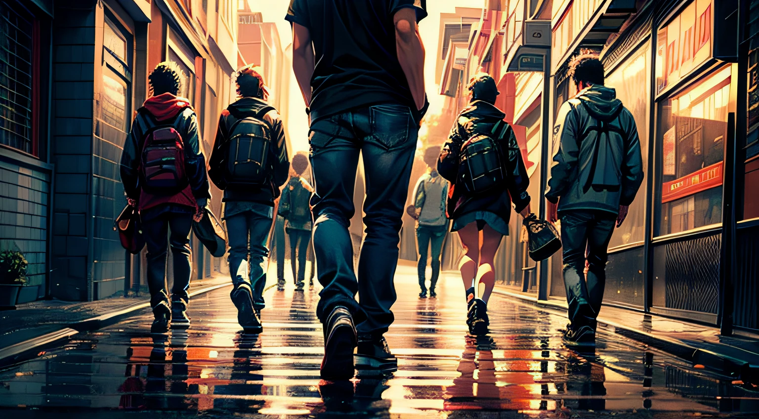 brotherhood (best quality,4k,8k,highres,masterpiece:1.2),ultra-detailed,portrait,colorful,soft lighting,emotional,sentimental,heartwarming,relationship,transformation,life journey,love,brotherhood,parting ways,nostalgic,distance,feelings,personal growth,soulful,memories,expressive eyes,close bond,moving on,reflection,moments,fleeting,cherished memories,appreciation,presence,separation,gratitude,miss you,deep connection,unspoken words,embrace,illumination, pop punk band, skater