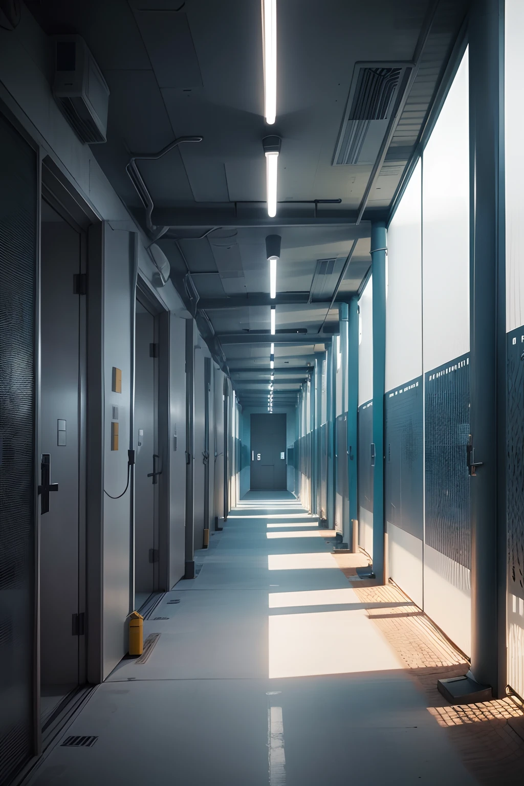 The quarantine facility of the future。Shut off from the outside and inside a huge underground facility、A number of medium-sized and residential buildings are lined up in an orderly manner.。