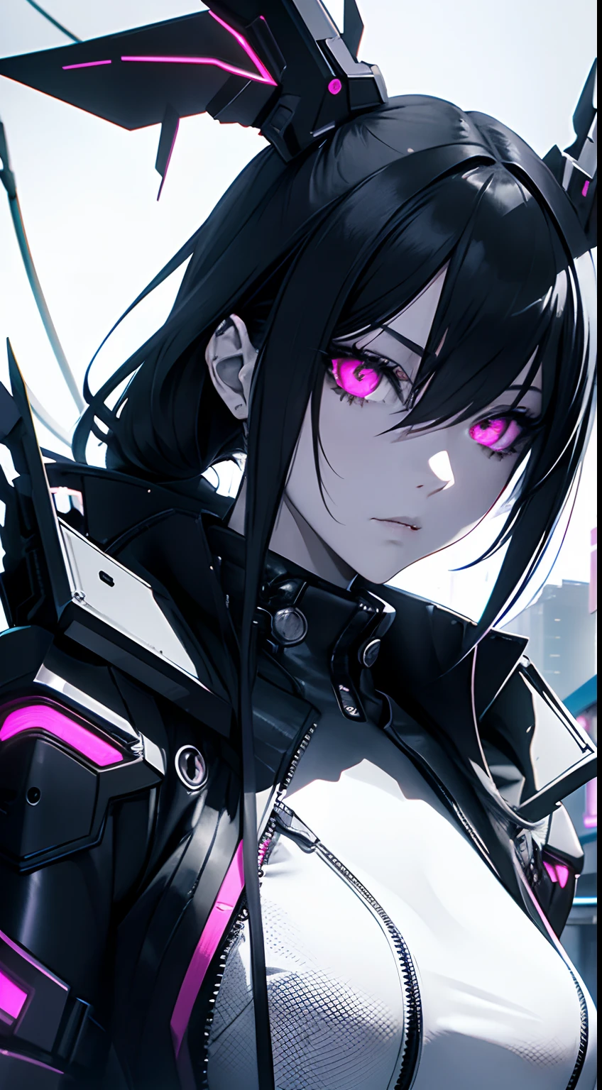 In the neon-lit dystopian metropolis, a captivating anime-inspired portrait emerges. An alluring, yet sinister girl, dressed in a sleek cyberpunk suit, dominates the frame. The monochrome palette enhances her mysterious aura as she exudes an undeniable air of malice. Unleash your artistic prowess and capture her enigmatic presence in this visually compelling photograph.