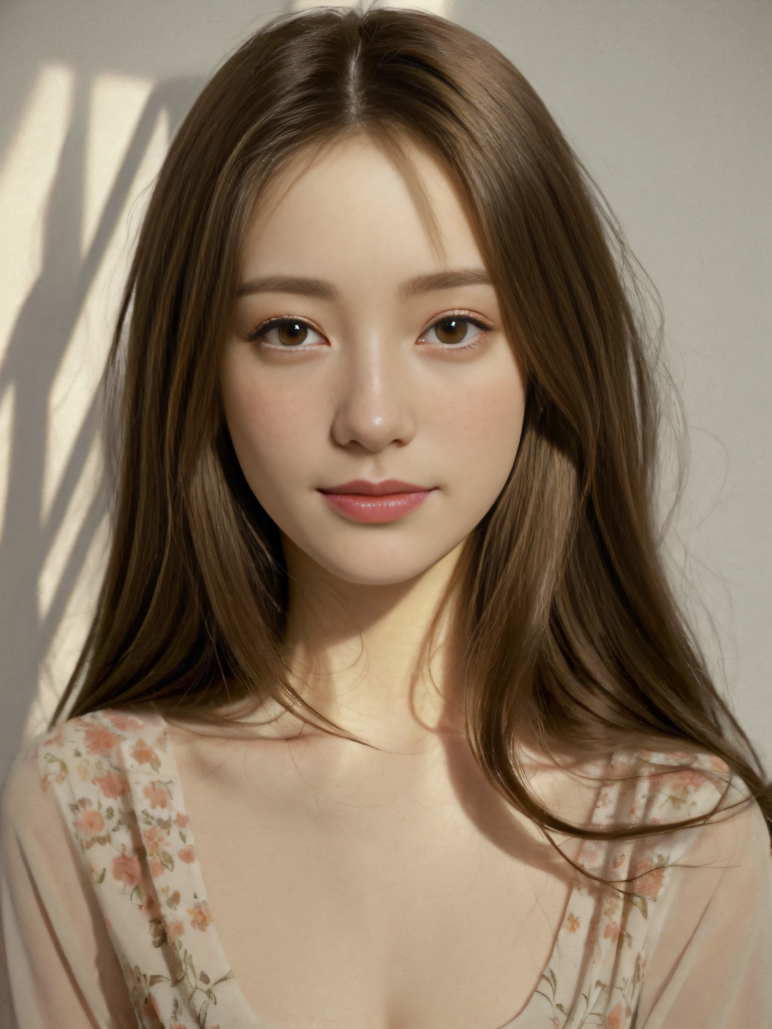 masterpiece, top-quality, (((masterpiece))), (((Highest grade))), ((Special Adjustment)), (illustration), ((Extremely Delicate and Beautiful)), dynamic angle, Floating, (beautiful detail eyes), (detailed lighting), (1 girl), mediuml breasts, medium-length hair, The eyes are shiny, dark brown., dark-brown hair, bodycon dress, natural, (sunlight), (painting), (sketch), (floral), slight smile, pastel color, Complete Anatomy, Upper body, Beautiful faces with high detail,