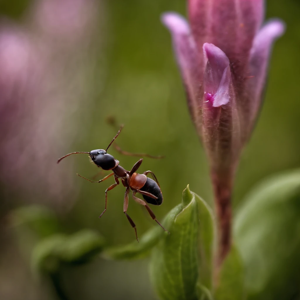 an ant on a top of flower