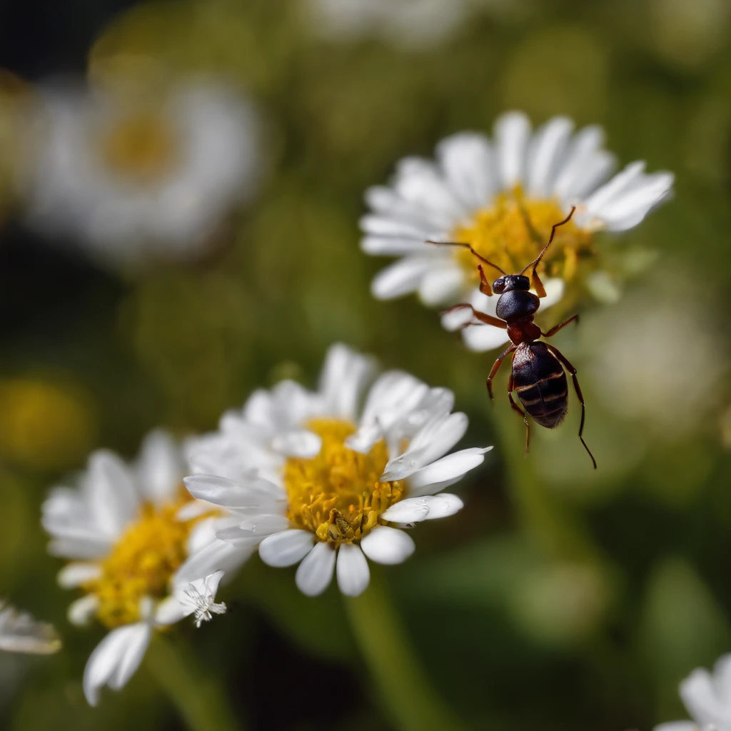 an ant on a top of flower