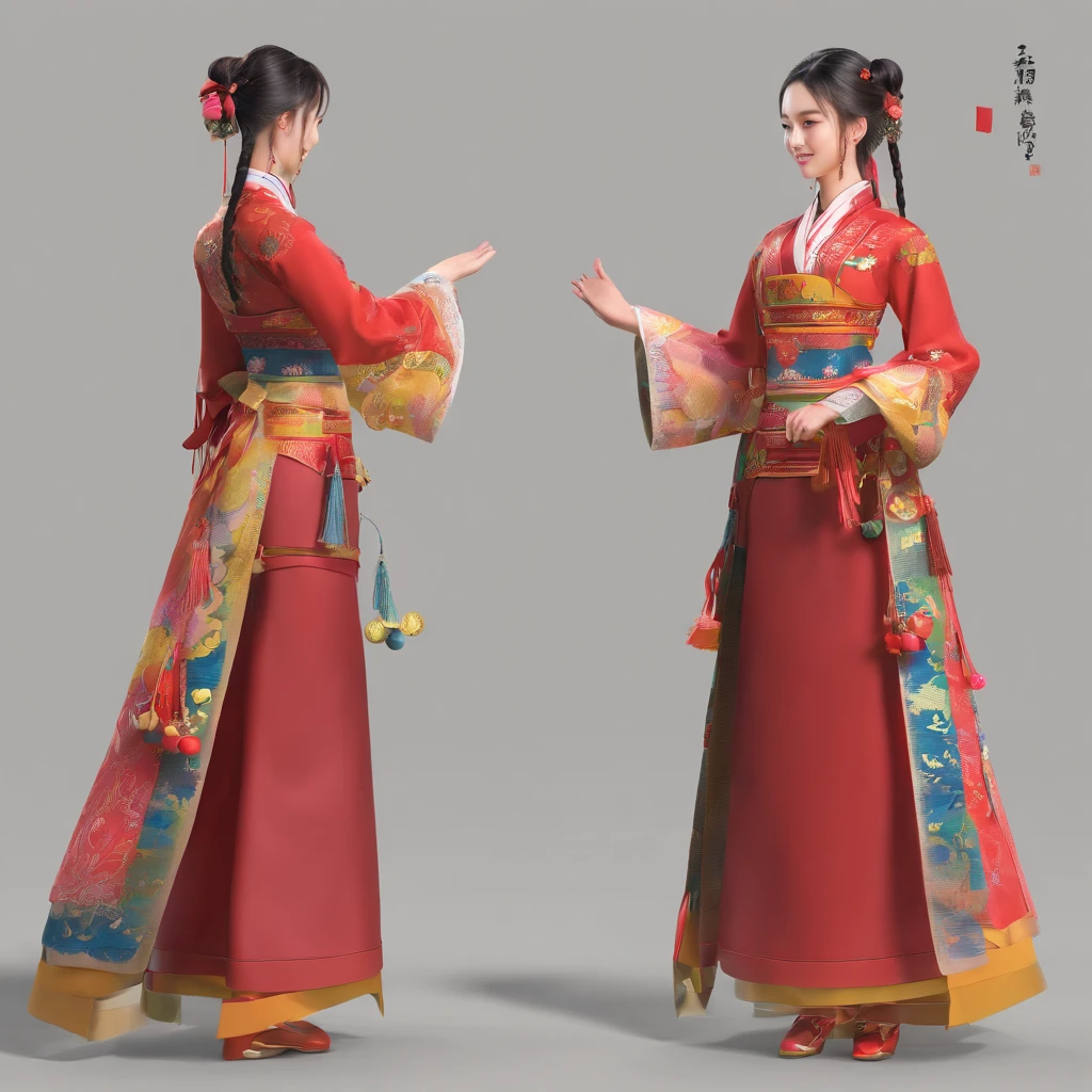 The traditional costume of the She，Colorful and gorgeous，rich colourful。She's clothing is blue，The clothing is mostly self-woven linen。The clothing of She's men is no different from that of the Han，And Min Dong、Some She-women in southern Zhejiang，The costumes still have a distinct national style。collars、The cuffs and placket are multi-trimmed with lace，It is customary to wear shorts and leggings。In particular, women's hairstyles are different from those of the Han Chinese。The girl likes to use red velvet thread to entangle her hair，Braided into a long braid