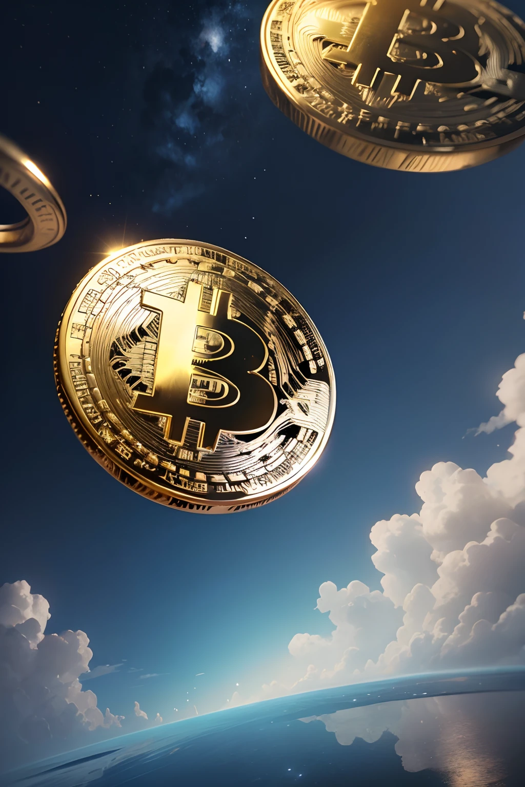 crypto coins folling down from sky like dropes