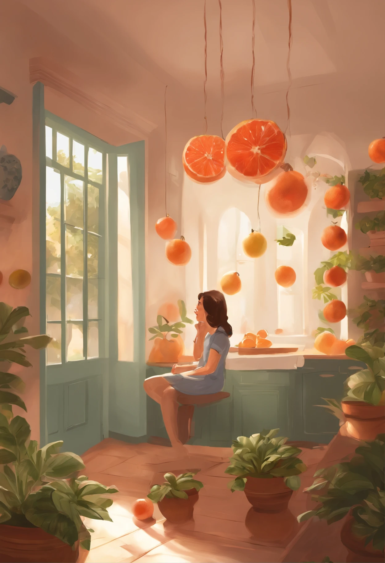 Morning sunlight shines through the windows of the spacious and bright living room，Illuminated the excited face of her cousin。She jumped、Shouting，She kept telling about her craving for grapefruit。
The cousin waved her arms as best she could，While jumping back and forth in the living room，Express her firm determination to buy grapefruit to the owner。Her eyes twinkled with curiosity。，Staring at the protagonist expectantly，As if to convey to him, "Hurry up."，We went to buy grapefruit！"。Her voice was full of excitement and impulse，Full of cravings for grapefruit。