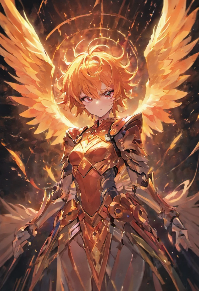 Iggy de Phoenix, 1 Homem, Noite de Phoenix , Anime Zodiac Knight , Anime Seiya, Imagem extravagante, Cavaleiros de Phoenix andando em chamas, The phoenix bird covers its wings behind the knight, Perfect Phoenix Armor
