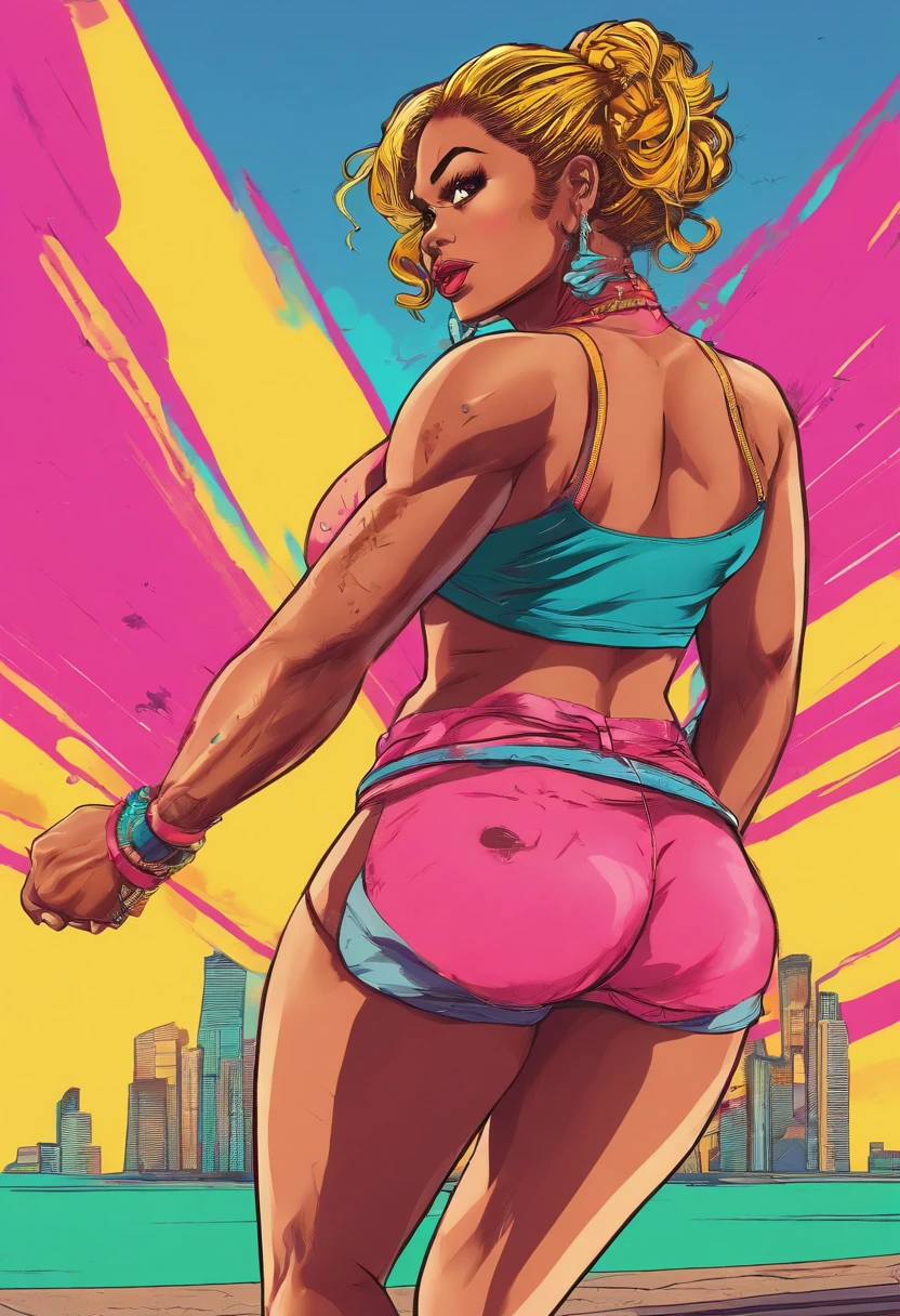 Mulher exibindo sua grande bunda de calcinha, back position