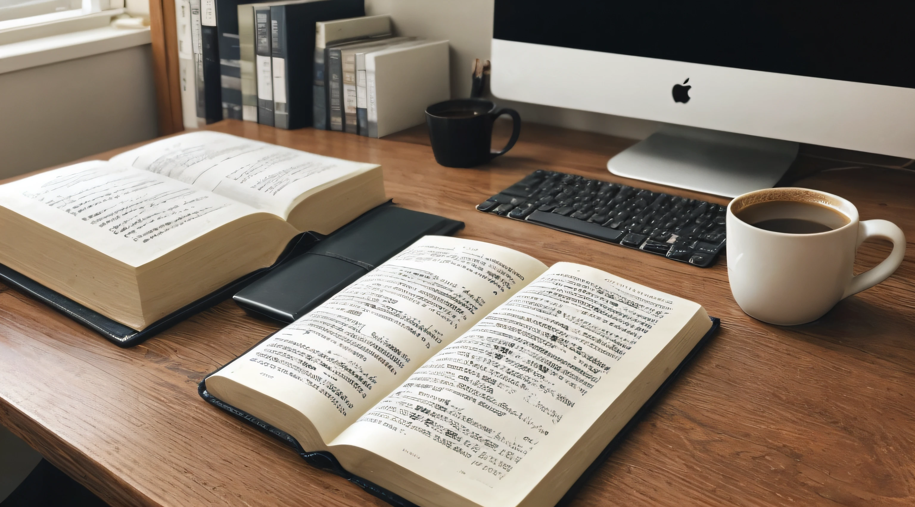 desk、Open Bible、information、coffee、study、