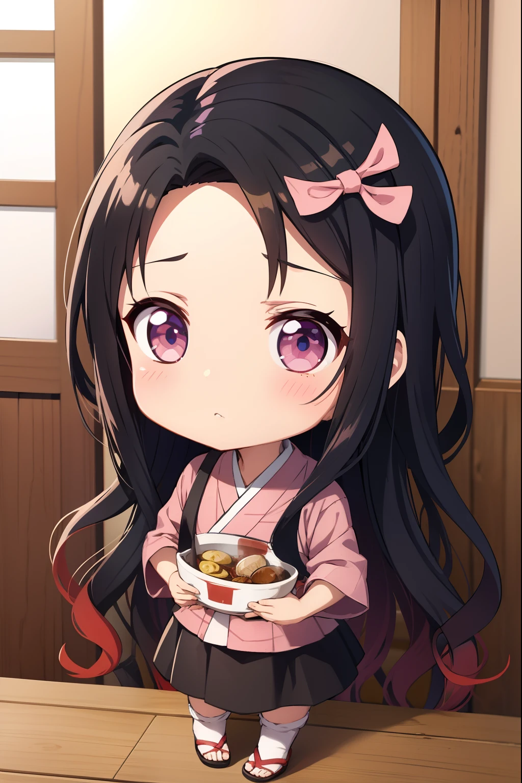 Demon Slayer-style anime、Nezuko Kamado、(1:1 style)、((Chibi))