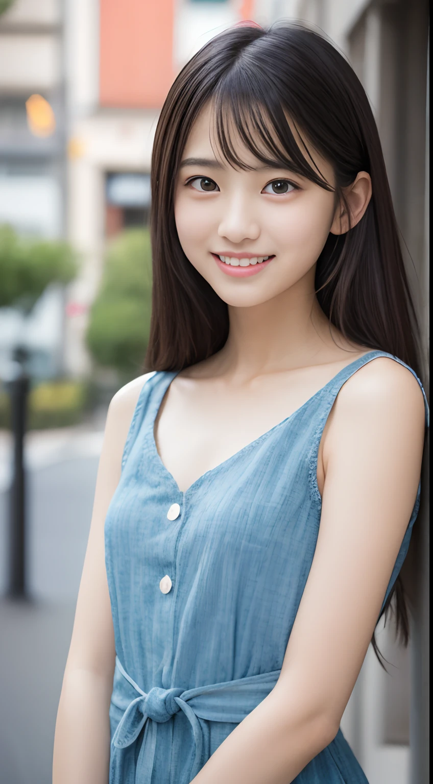 (Close up portrait of girl with thin little breasts in cute dress with ruffles:1.3)、(without background:1.3)、(tre anatomically correct:1.3)、(complete hands:1.3)、(complete fingers:1.3)、Photorealsitic、Raw photography、masutepiece、top-quality、Hi-Res、delicate and pretty、face perfect、Beautiful detailed eyes、Fair skin、Real Human Skin、pores、((thin legs))、(Dark hair)