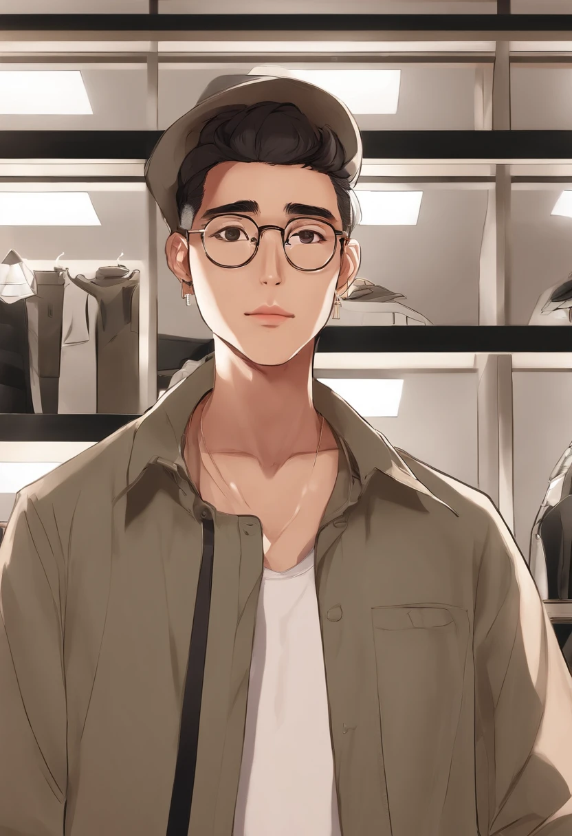 there is a man character anime wearing glasses and a hat standing in front of lockers with curly low fade hair, 8k selfie photograph, south east asian with round face, 2 7 years old, 2 3 years old, 2 8 years old, south east male, 2 2 years old, asian male, 2 9 years old, with round face, 21 years old, selfie shot straight on angle white theme, jaked man