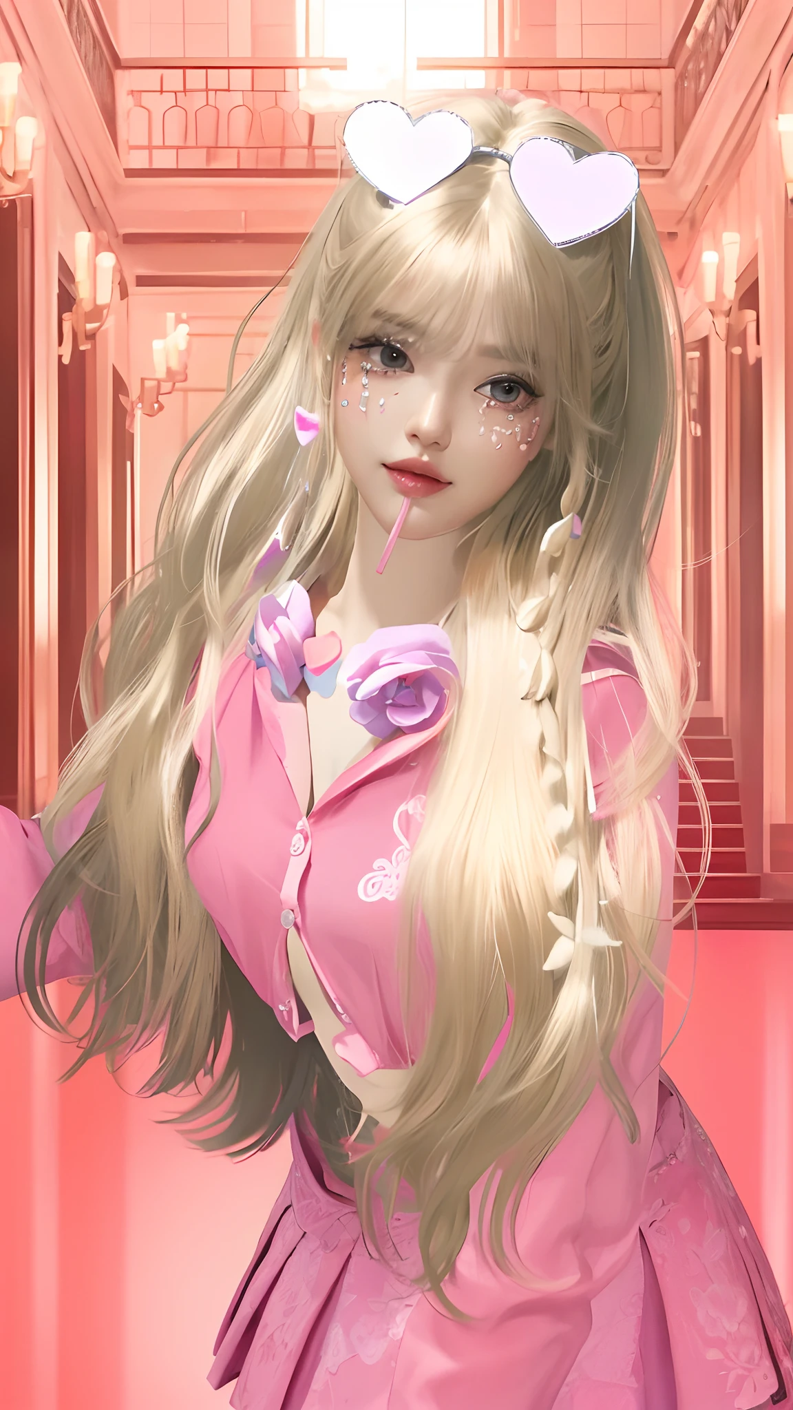 Masterpiece, best picture quality, high quality, beautiful woman, Japanese, popular Korean makeup, detailed, swollen eyes, detailed eyes, detailed skin, beautiful skin, ultra high resolution, (reality: 1.4),very beautiful, slightly younger face, beautiful skin, slender, (ultra realistic), (illustration), (high resolution), (8K), (very detailed) (best illustration), (beautifully detailed eyes), (super detailed), (wallpaper), (detailed face), looking at viewer, fine details, detailed face, pureerosfaceace_v1, smiling, looking straight ahead, looking straight ahead, angle from waist up, realistic photo, bright lighting, professional lighting, black hair (some of hair part green), long hair, dark ruins, big red moon, gorgeous red and black dress, mature woman, long stylish bangs,