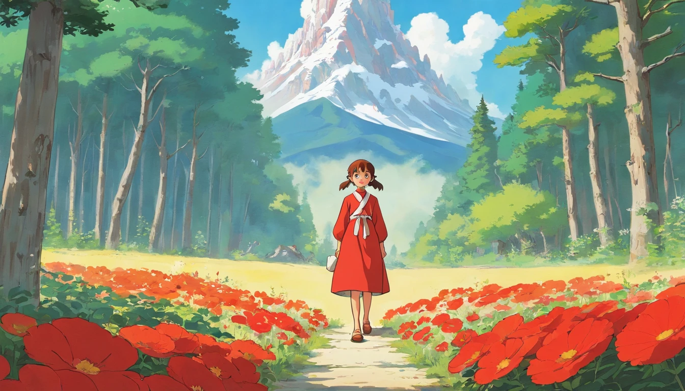 Pioneer girl in full growth of the USSR red white background children's camp