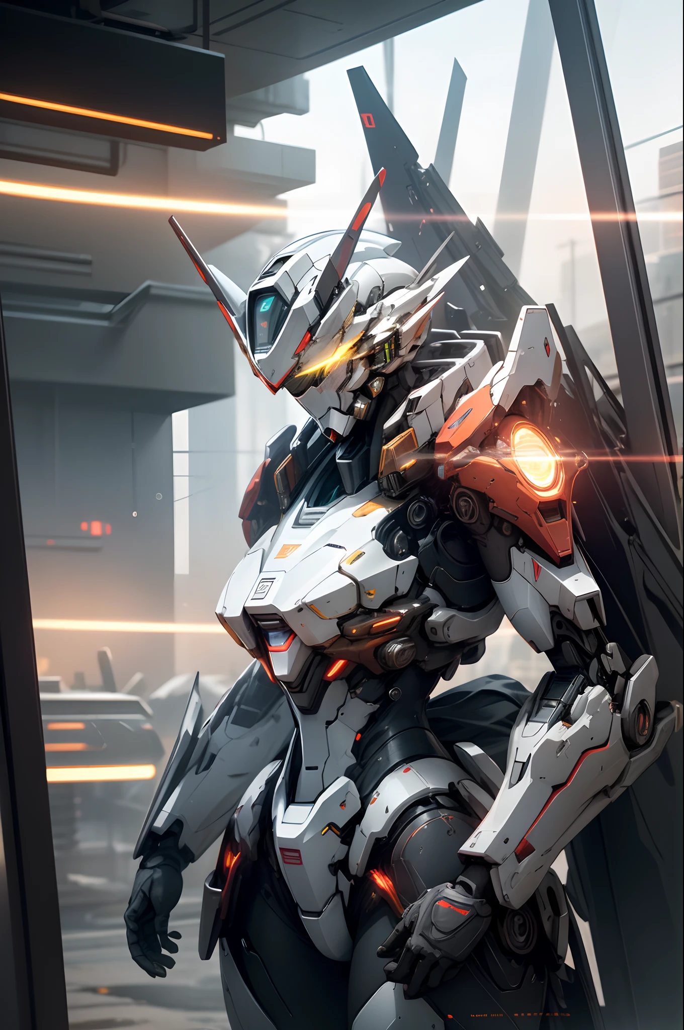Unreal Engine,cinematic shot,Best Quality, masutepiece, Realistic,,scienc_fiction,scientific fiction,blazing_Eyes, (Explosive sparks:0.5), (Lens Flare:0.5),(lightsaber:0.8),Volume Fog,mechs_droid,wreckage,Many soldiers fight,UFO, relic,Snow Mountain Gundam Mecha , Feminine body line,Light equipment,Delicate structure,Science fiction, Front view, Sense of technology, C4D, OC Renderer, Unreal Engine, high detailing, industrial design, 8K HD, studio lights,Futuristic city night view background(Best Quality,4K,High resolution),Image Color: METALIC RED,Red color,Cat-motif design,Sharp rounded body lines,The structure of the female body,Patlabor,