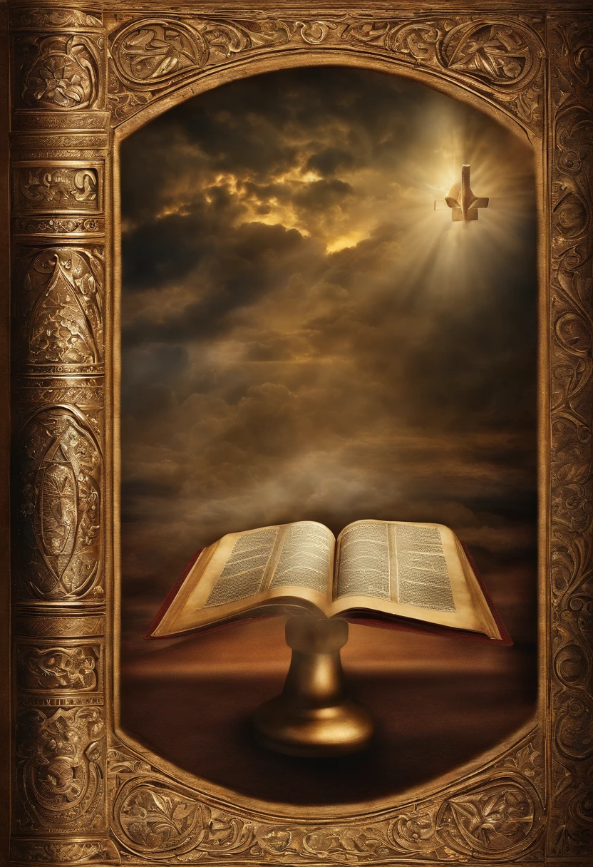 "Por favor, create a high-definition image of the Holy Bible that captures the reverence and spiritual significance of this holy book. The image should convey the historical and religious importance of the Bible, apresentando-a de forma digna e respeitosa. Use soft lighting to highlight cover and page details, enfatizando sua textura e envelhecimento, if applicable. Position the Bible in a setting that evokes a sacred environment, como uma prateleira de madeira em uma biblioteca antiga ou um altar iluminado. As cores devem ser sutis e a tipografia, se presente, deve ser elegante e discreta. The image should inspire a sense of reverence and spiritual connection to the words and teachings contained in the Holy Bible."
