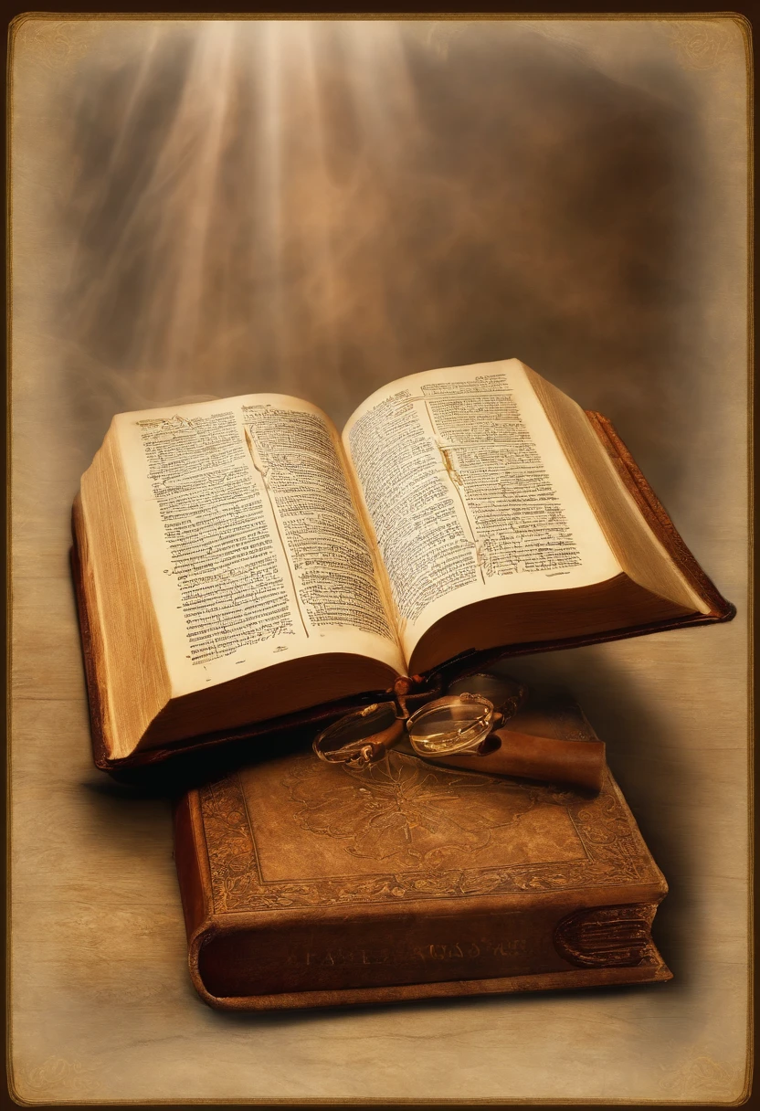 "Por favor, create a high-definition image of the Holy Bible that captures the reverence and spiritual significance of this holy book. The image should convey the historical and religious importance of the Bible, apresentando-a de forma digna e respeitosa. Use soft lighting to highlight cover and page details, enfatizando sua textura e envelhecimento, if applicable. Position the Bible in a setting that evokes a sacred environment, como uma prateleira de madeira em uma biblioteca antiga ou um altar iluminado. As cores devem ser sutis e a tipografia, se presente, deve ser elegante e discreta. The image should inspire a sense of reverence and spiritual connection to the words and teachings contained in the Holy Bible."