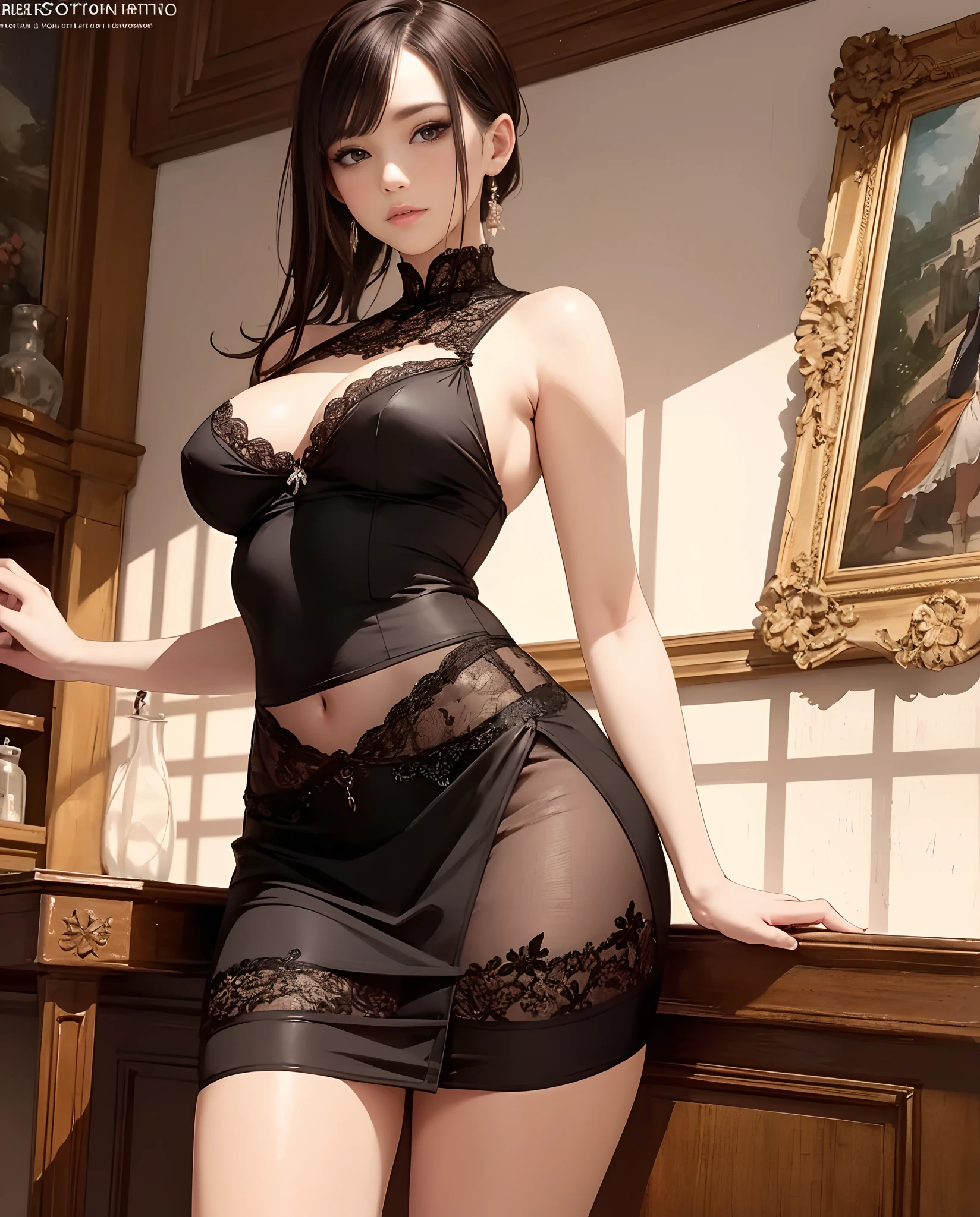 Best quality, masterpiece, meticulous details, intricate detail, realistic, a beautiful woman wearing sexy hot skirt