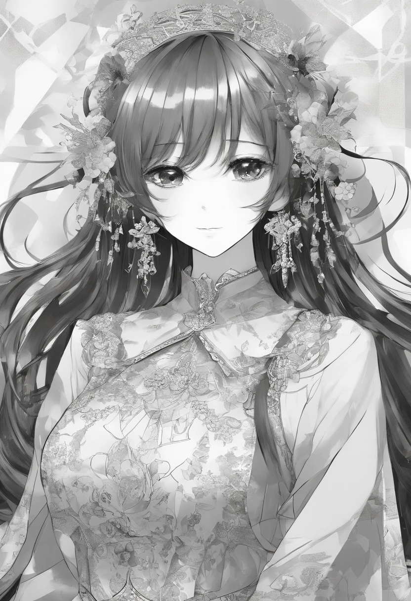 (masterpiece), best quality, expressive eyes, perfect face, idol costume, black and white, sketch, paper, full body, 1 girl, manga, fighting stance, small breasts, ((black detailed patterned dress)), low contrast, fire eyes, face mask, ((detailed daggers)), reverse grip, greyscale, monochrome