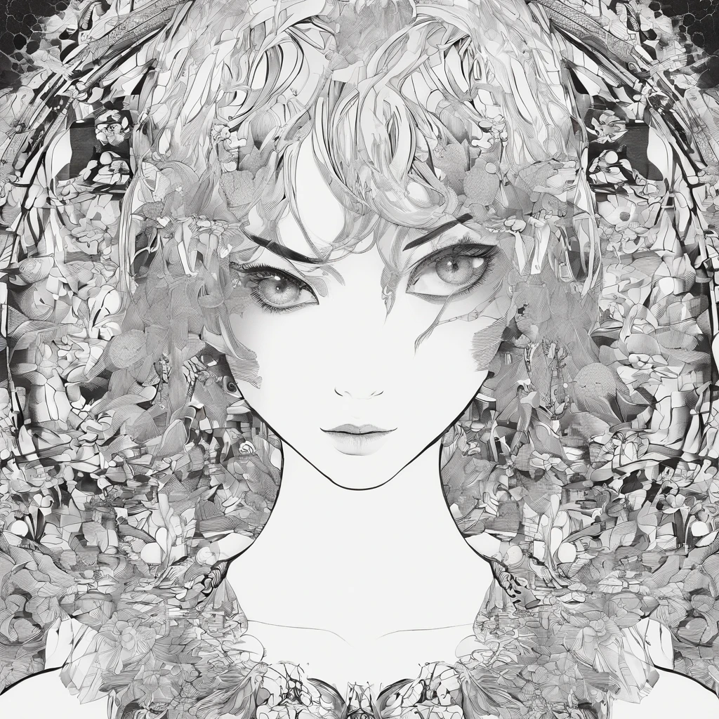 (masterpiece), best quality, expressive eyes, perfect face, black and white, sketch, paper, full body, 1 girl, manga, fighting stance, small breasts, ((black detailed patterned dress)), low contrast, fire eyes, face mask, ((detailed daggers)), reverse grip, greyscale, monochrome, thick eyelashes