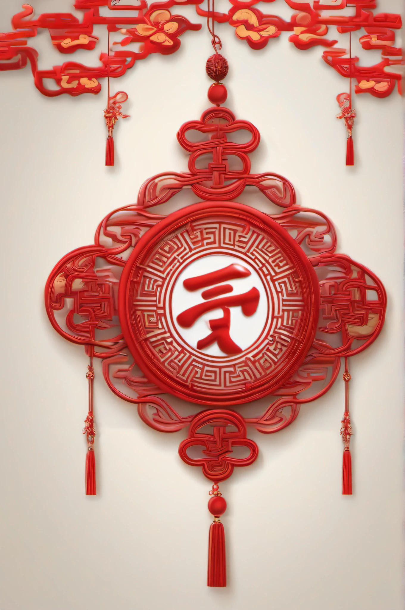 China-style, Red Chinese knot, Fu Zi, fundo vermelho, Streamer winding, Illustration, UHD, retina, masterpiece, ccurate, super detail, high details, high quality, highres, best quality, 16k