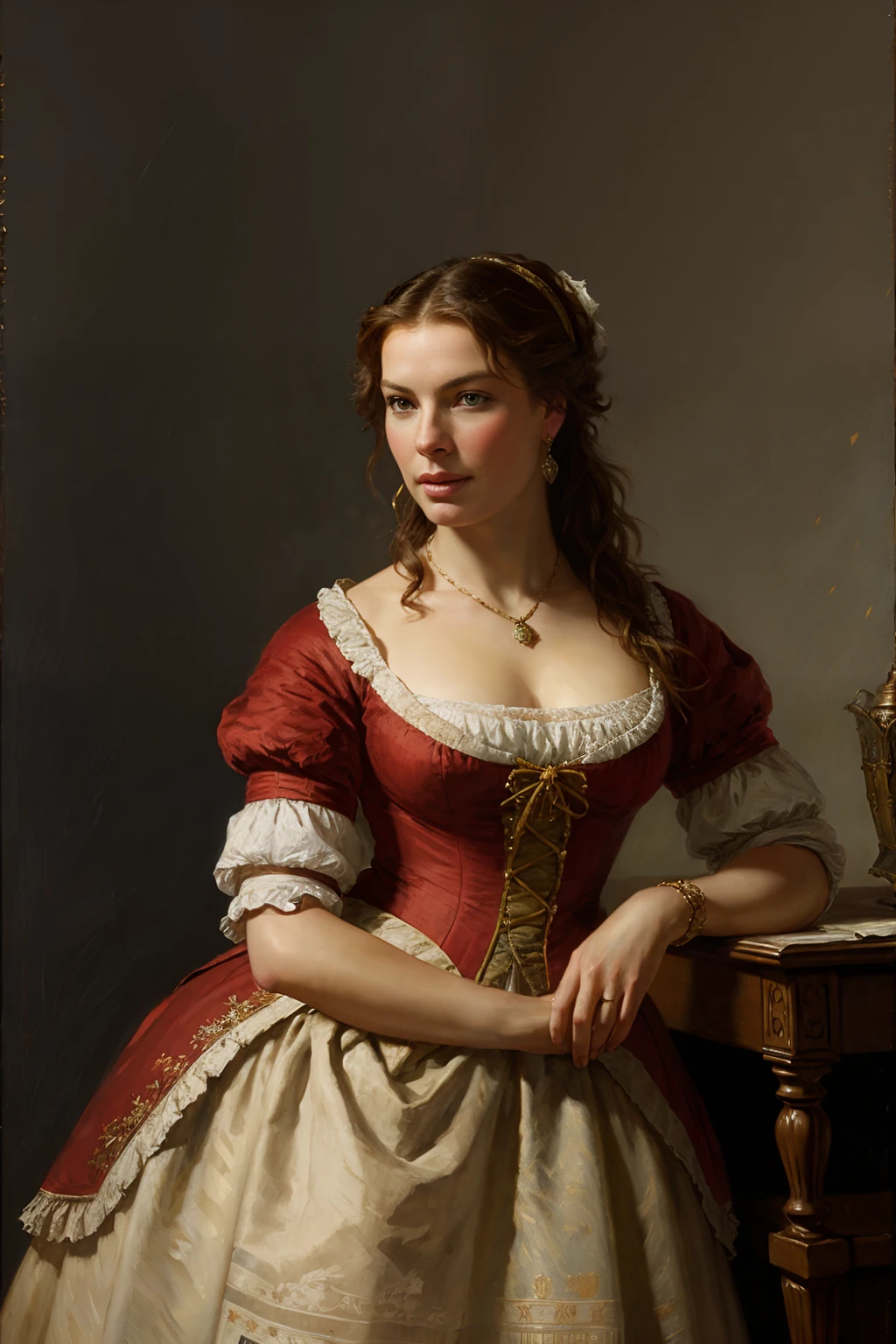 Rebecca romijn, art by Andreas Achenbach
