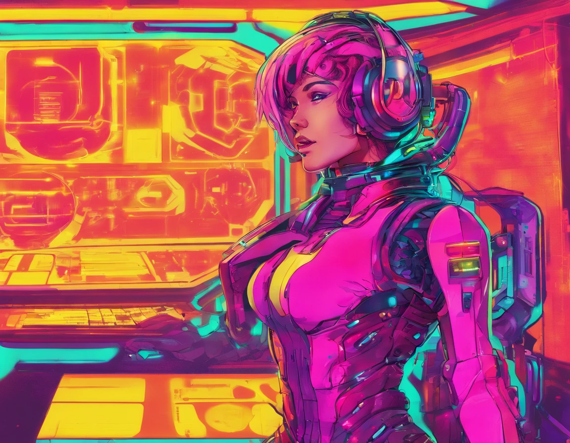 (Female protogen),Cyberpunk,Mechanicalgirl,olhos brilhantes,metallic surface,display digital,Advanced technology,Futuristic,neon lights,electromagnetic field,bordas afiadas,Design simplificado,organismo digital,Biomechanicals,Atmosfera misteriosa,viseira de vidro,sentidos aprimorados,energetic pose,invisible circuits,holographic projections,fios coloridos,female cyborg