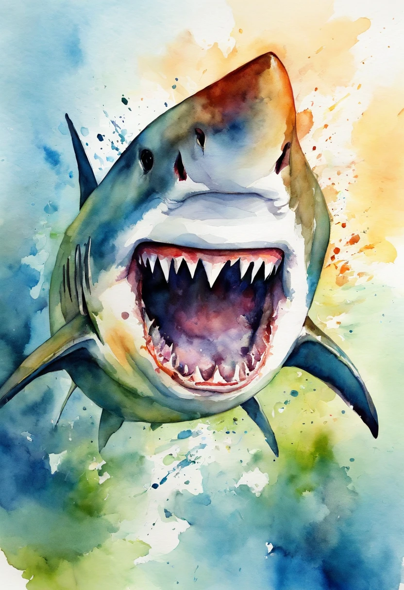 Shark with open mouth，Sharp teeth，