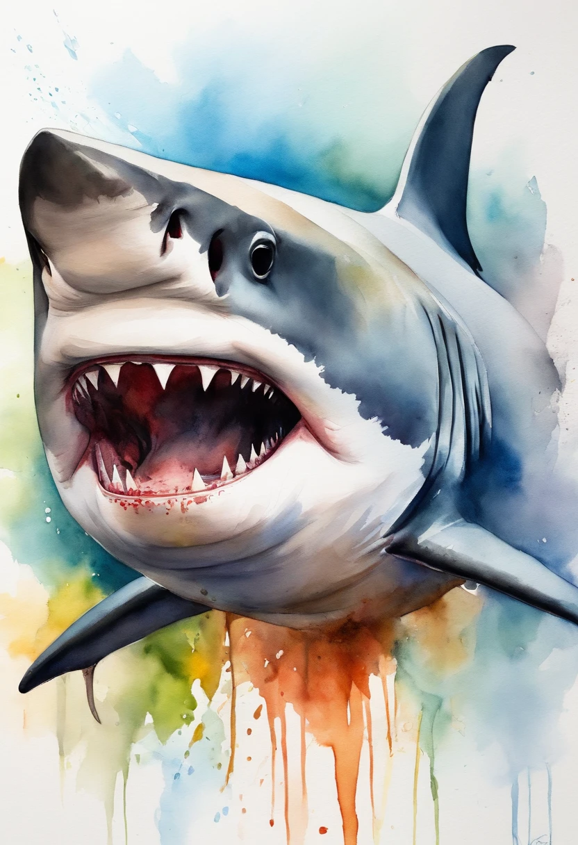 Shark with open mouth，Sharp teeth，
